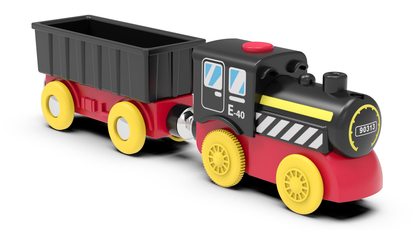 Z MAYABBO Battery Operated Locomotive Train – Magnetic, Motorized Wooden Track Toy (Thomas/Brio Compatible)