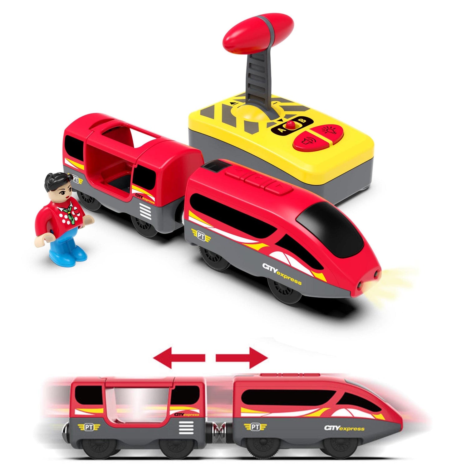 Z MAYABBO Train Track Remote Control Train – Battery-Operated Locomotive for Toddlers, Fits Major Brand Rails