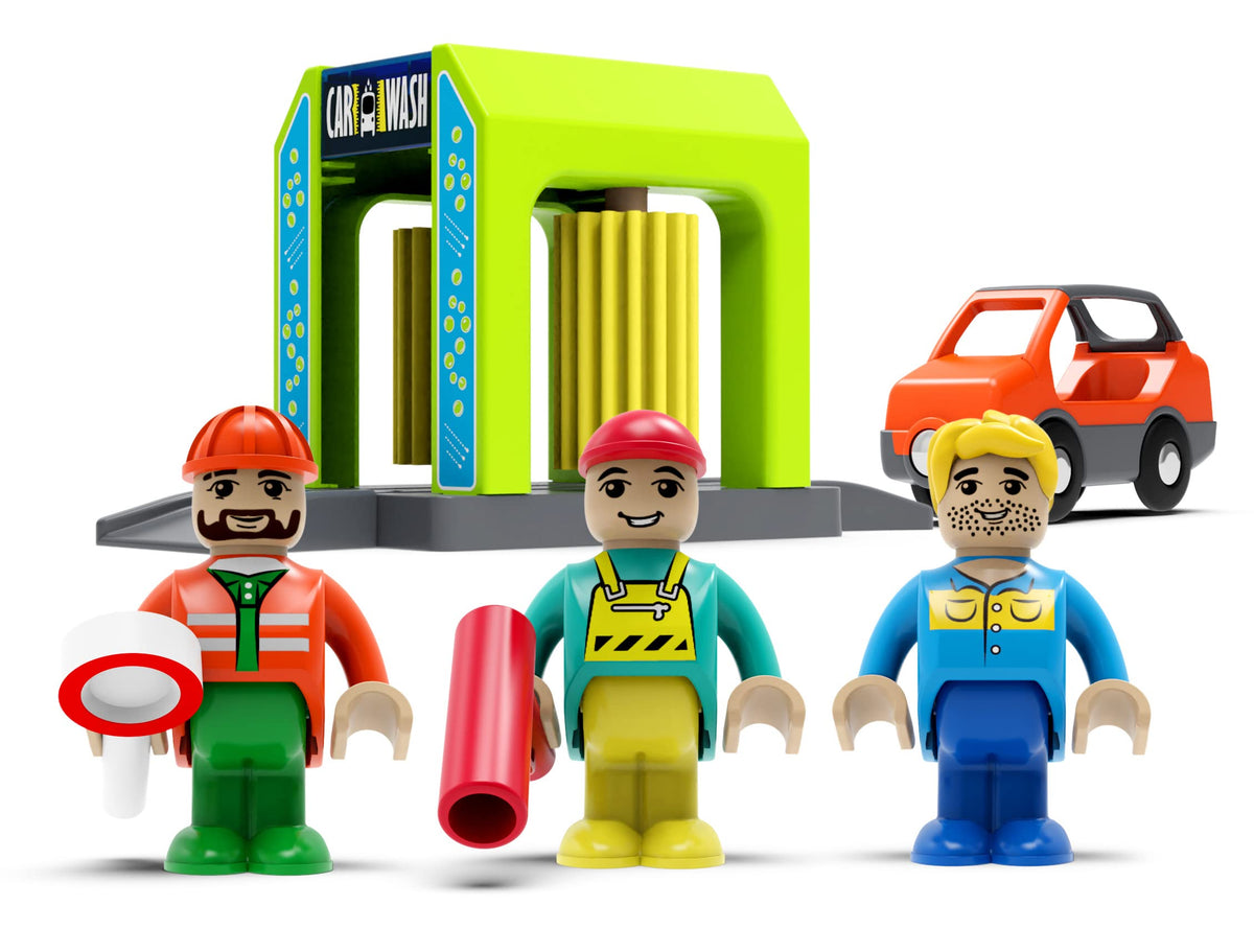 Z MAYABBO Wooden Train Car Washer Station – All-Brand Compatible