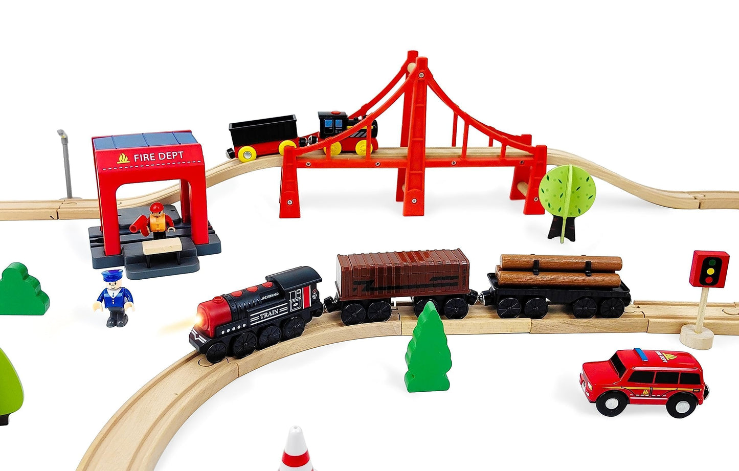 Z MAYABBO Motorized Train for Wooden Track – 3-Piece Battery-Powered Set for Ages 3+