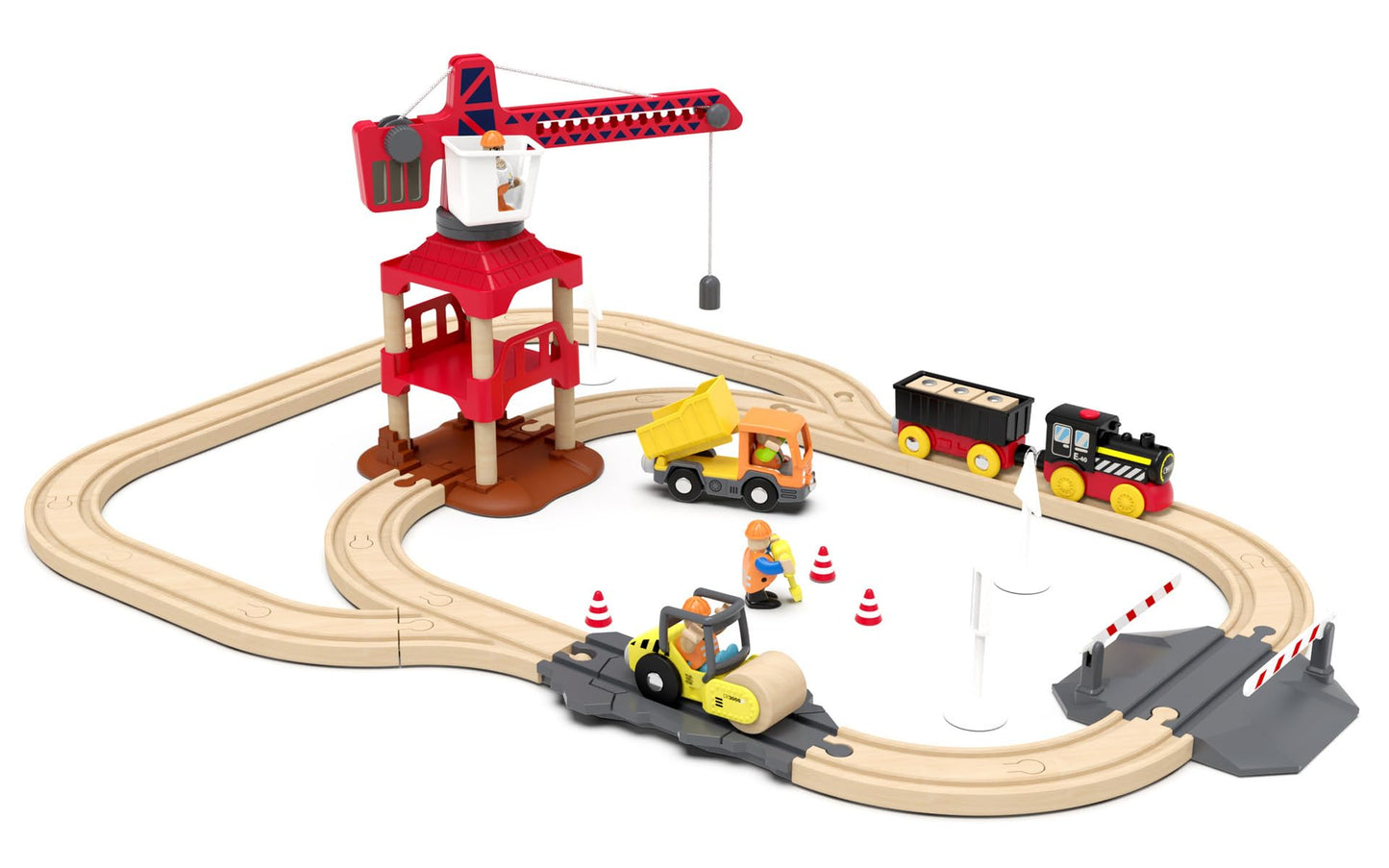 Z MAYABBO Battery Operated Locomotive Train – Magnetic, Motorized Wooden Track Toy (Thomas/Brio Compatible)