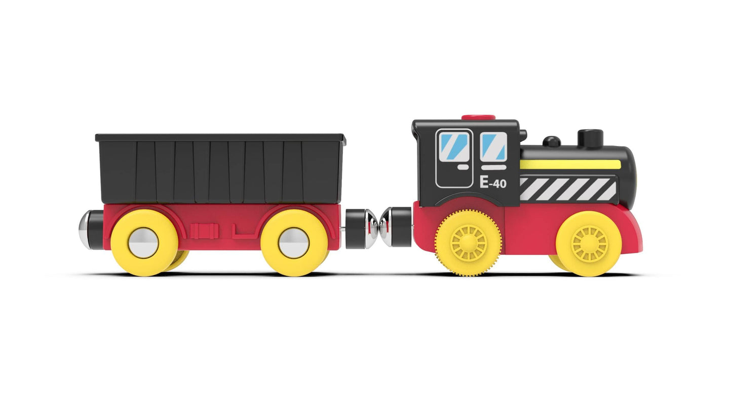 Z MAYABBO Battery Operated Locomotive Train – Magnetic, Motorized Wooden Track Toy (Thomas/Brio Compatible)