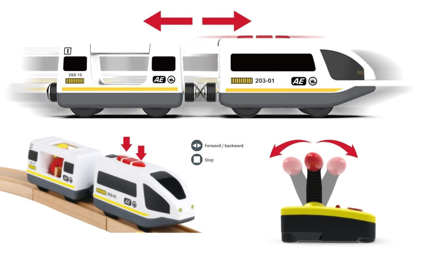 Z MAYABBO Wooden Train Set Accessories – Battery-Operated Locomotive with Remote, Compatible with Major Wood Track Brands