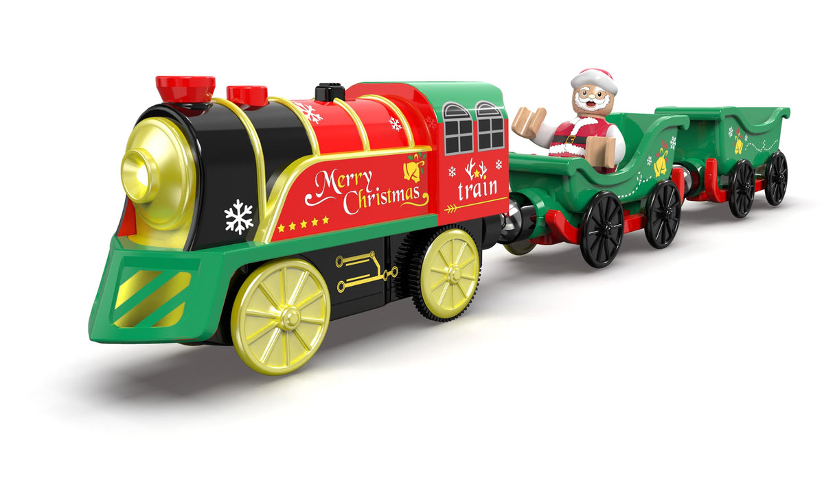 Z MAYABBO Electric Train Set for Wooden Tracks – Battery-Powered Trains with Lights & Sounds (Thomas & Friends, Brio, Chuggington Compatible)