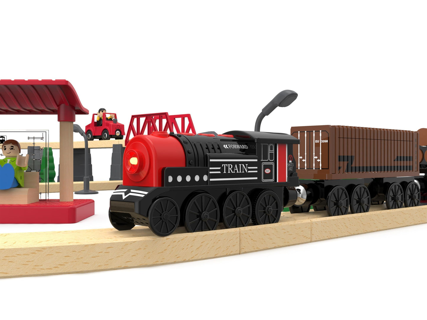 Z MAYABBO Motorized Train for Wooden Track – 3-Piece Battery-Powered Set for Ages 3+