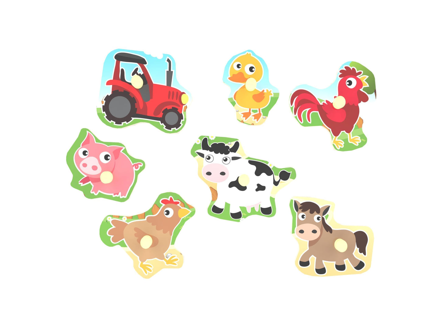 Z MAYABBO Farm Puzzles – Wooden 7-Piece Peg Board for Toddlers