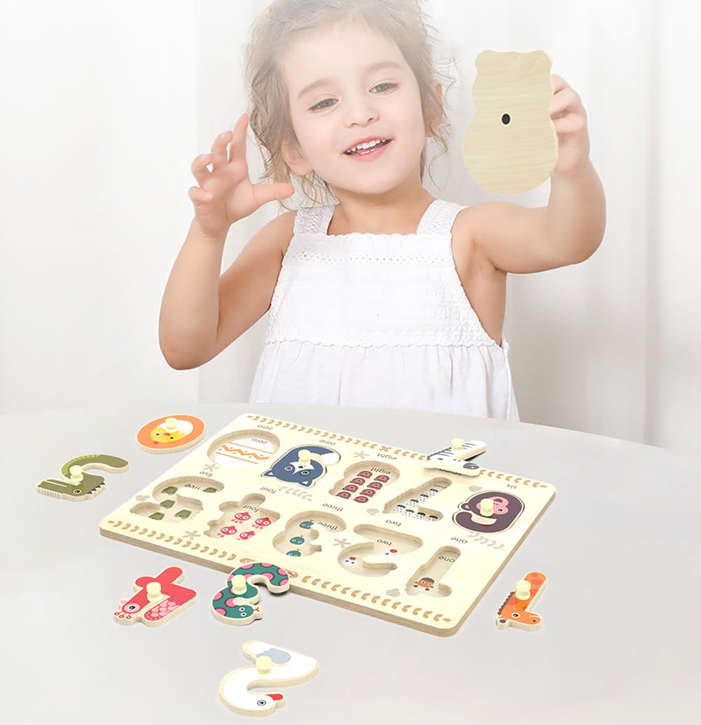 Z MAYABBO Toddler Puzzles 2-4 | Wooden Peg Numbers Puzzle for Preschoolers