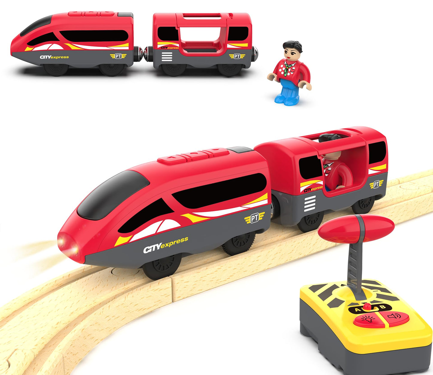 Z MAYABBO Train Track Remote Control Train – Battery-Operated Locomotive for Toddlers, Fits Major Brand Rails