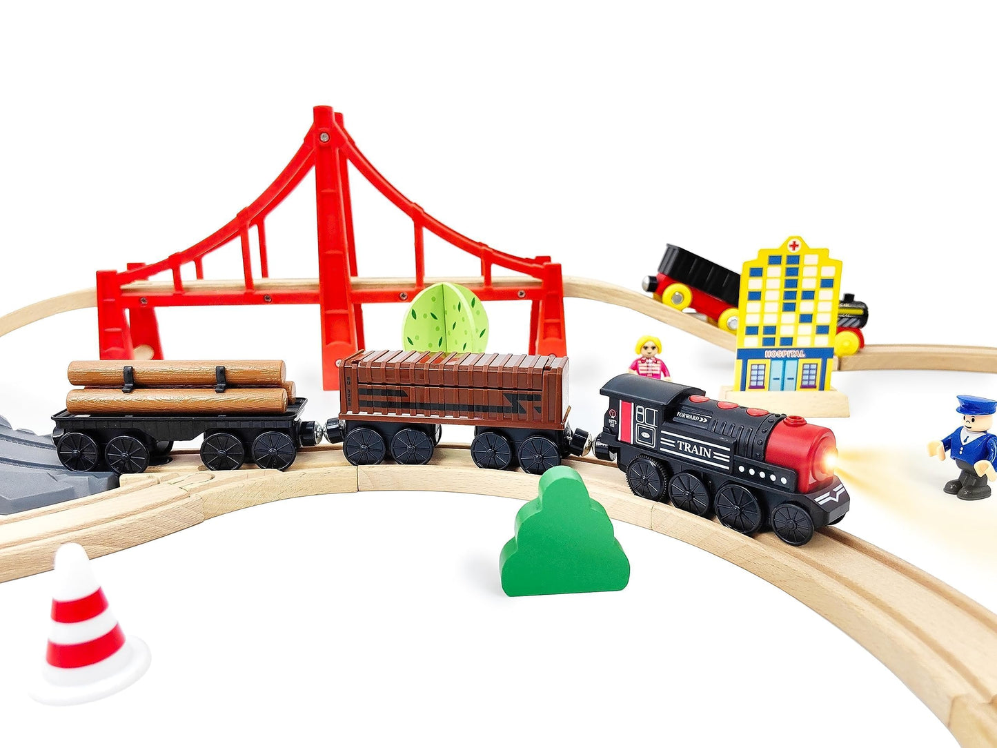 Z MAYABBO Motorized Train for Wooden Track – 3-Piece Battery-Powered Set for Ages 3+