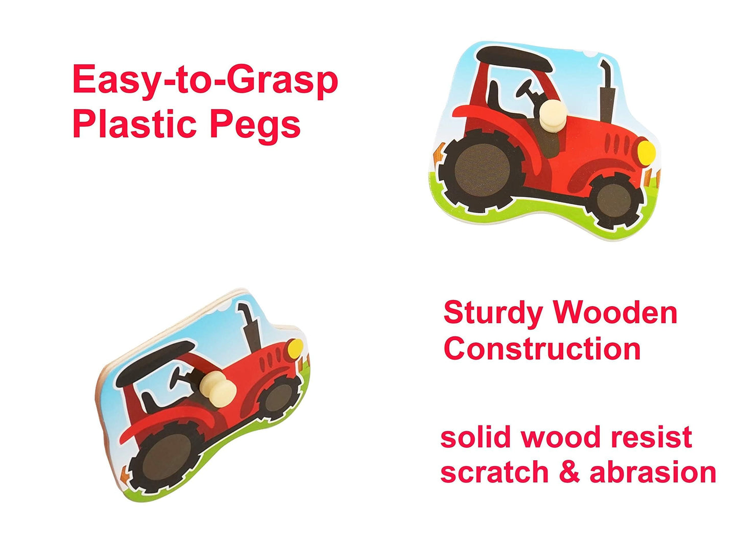 Z MAYABBO Farm Puzzles – Wooden 7-Piece Peg Board for Toddlers