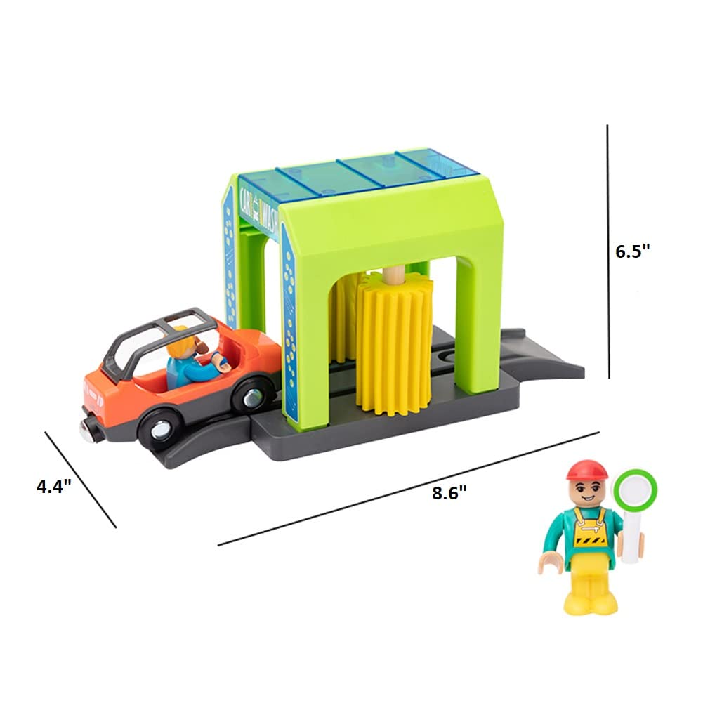 Z MAYABBO Wooden Train Car Washer Station – All-Brand Compatible