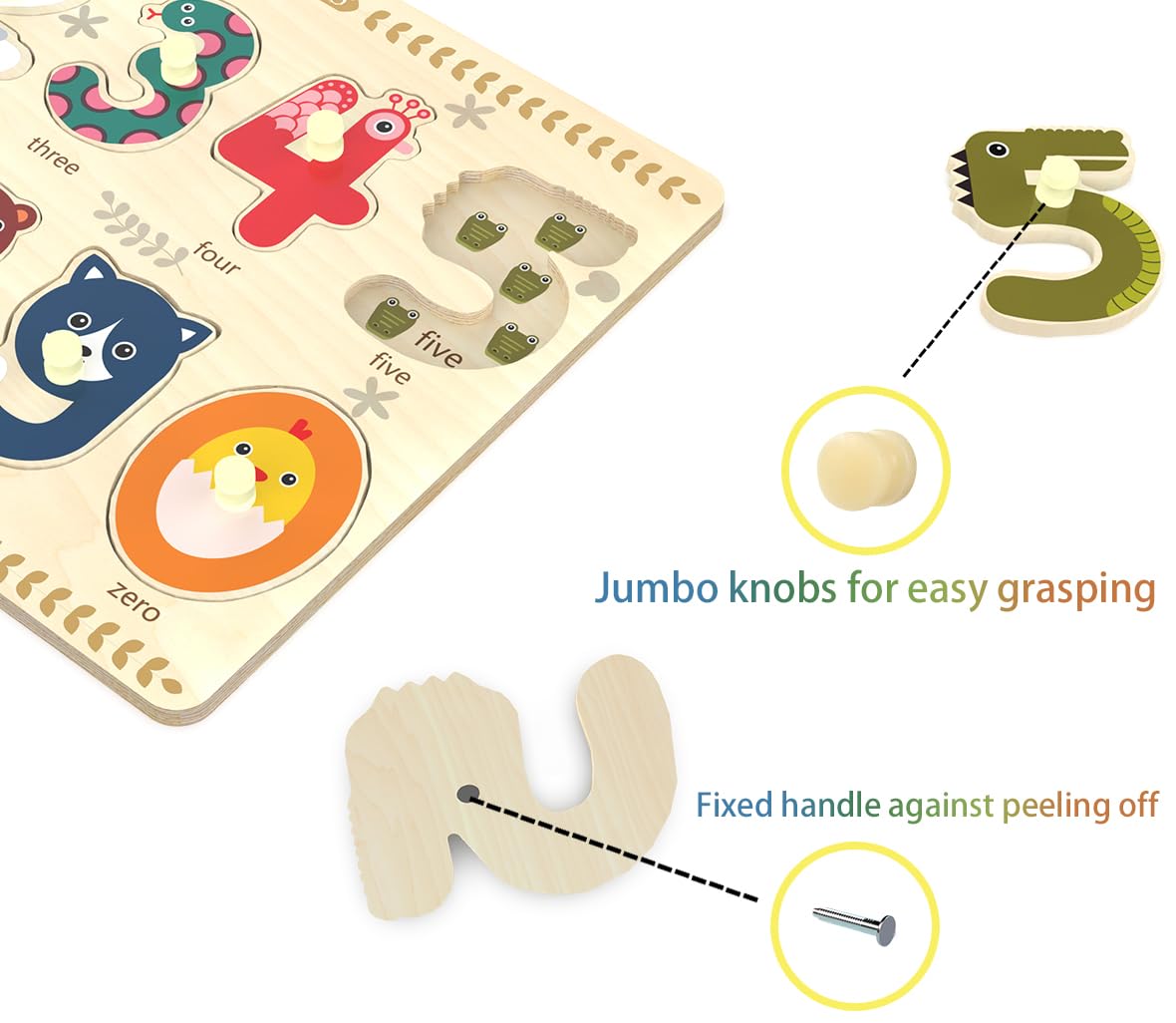 Z MAYABBO Toddler Puzzles 2-4 | Wooden Peg Numbers Puzzle for Preschoolers