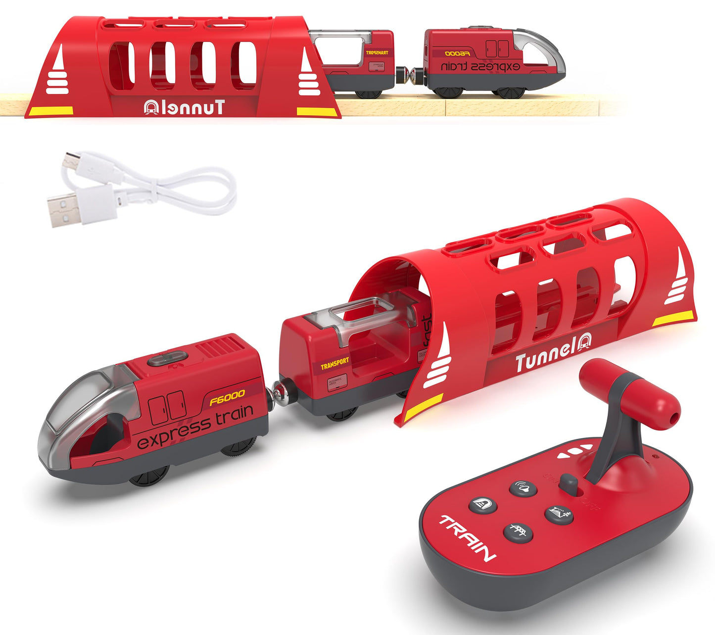 Z MAYABBO Toy Train Set with Remote Control | Wooden Track Compatible with Thomas, Brio & Chuggington