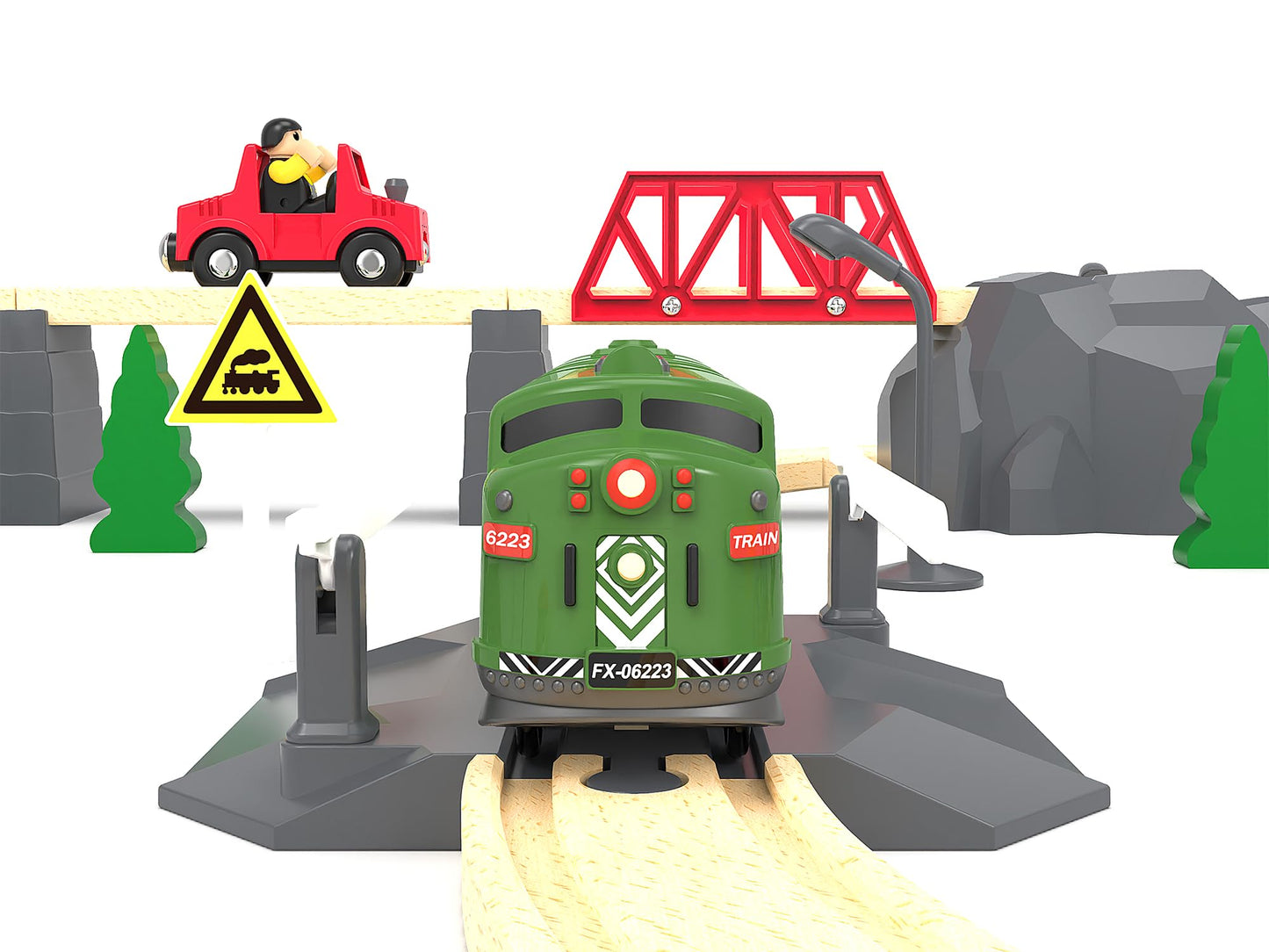 Z MAYABBO Train Toy Remote Control Locomotive – 24G Battery-Powered Set for Wooden Tracks (Thomas, Brio, Chuggington Compatible)