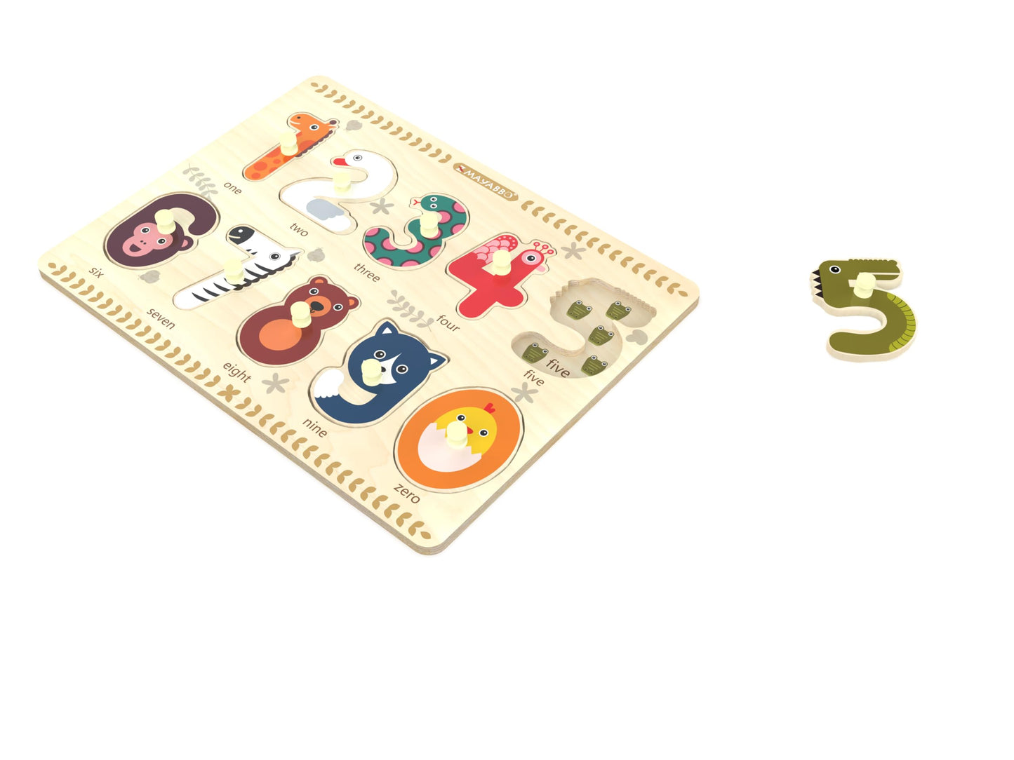 Z MAYABBO Toddler Puzzles 2-4 | Wooden Peg Numbers Puzzle for Preschoolers