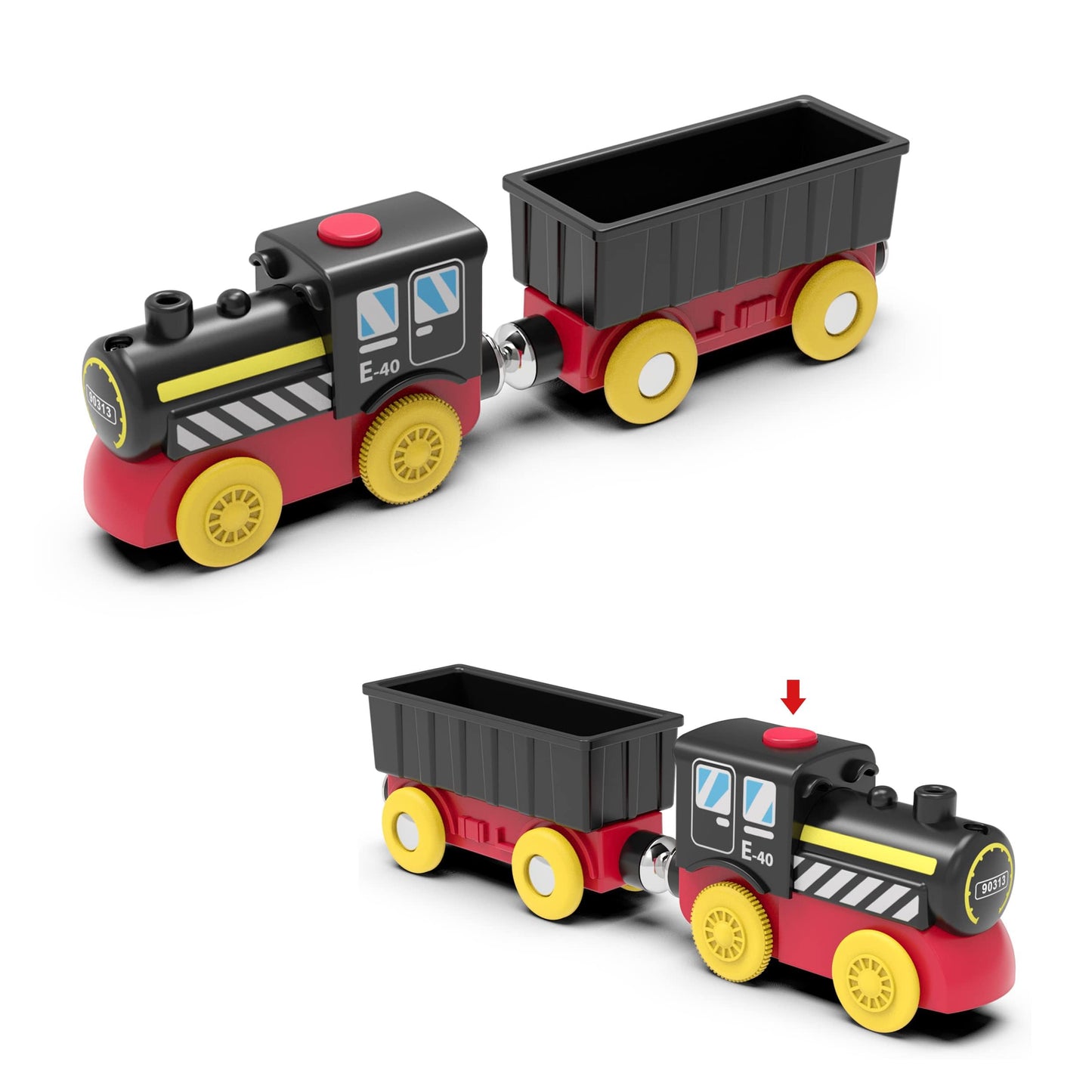 Z MAYABBO Battery Operated Locomotive Train – Magnetic, Motorized Wooden Track Toy (Thomas/Brio Compatible)