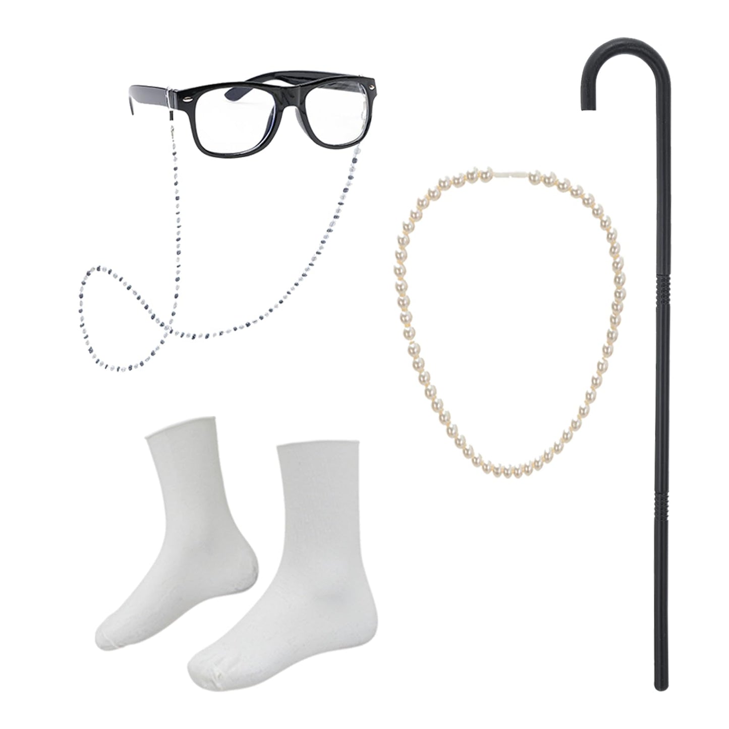 Z-Shop Old Lady Costume for Girls – 100th Day Dress Up with Wig