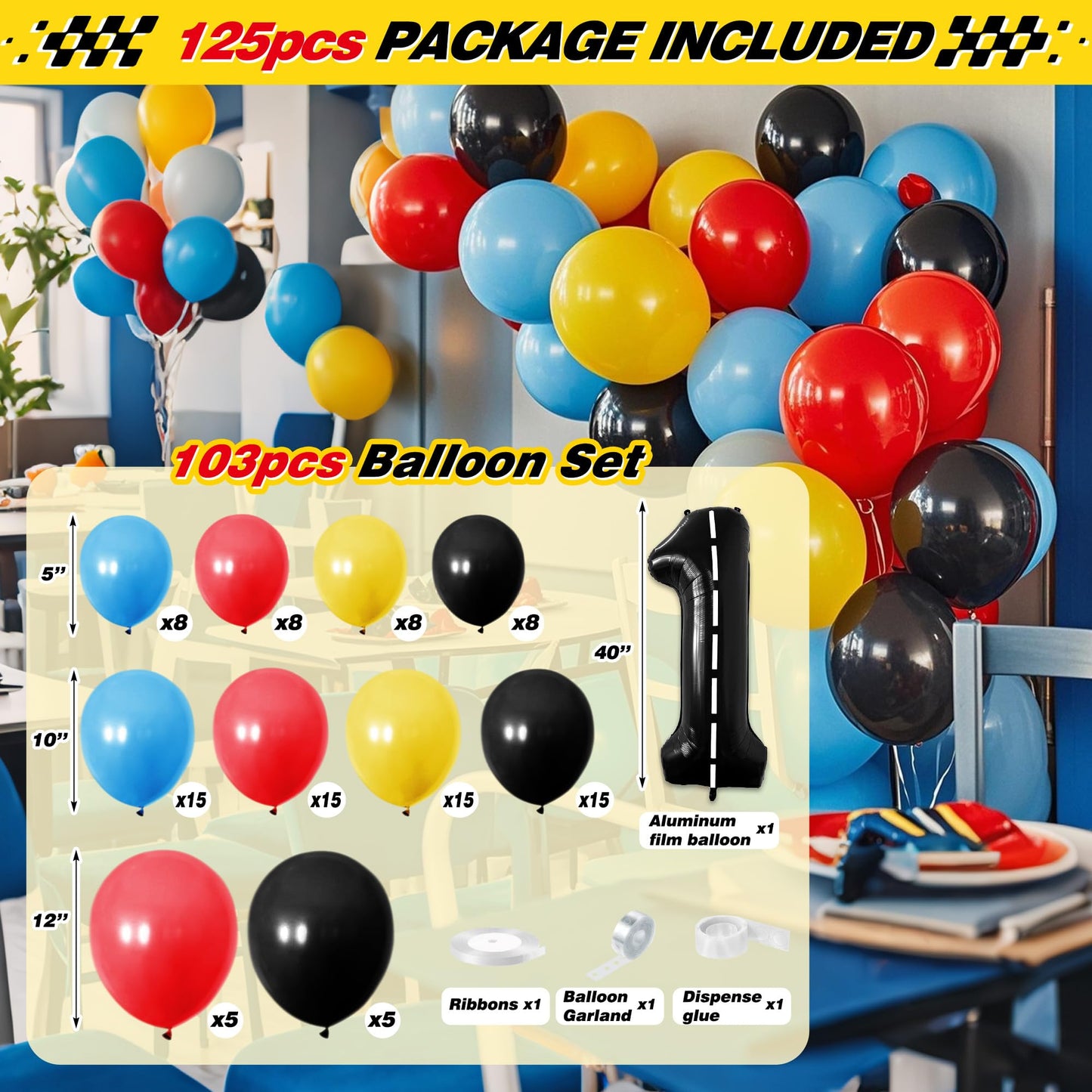 Z1juce Fast One Birthday Decorations for Boys - 1st Race Car Theme Party Supplies