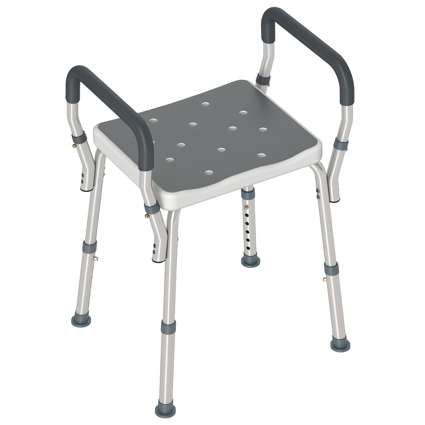 HOMCOM Rust-Free Aluminium Bath Chair with Adjustable Height, Grey