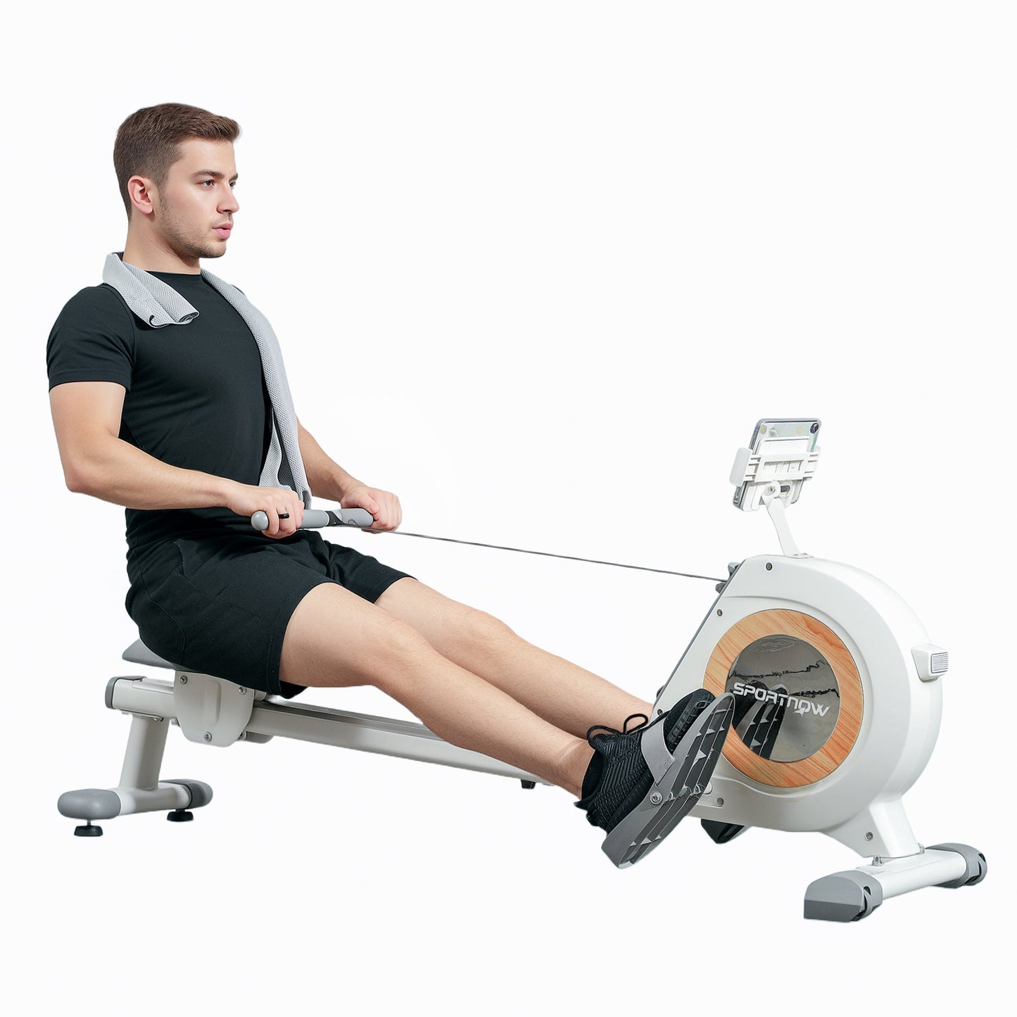 SPORTNOW 16-Level Magnetic Rowing Machine w/ LCD Monitor