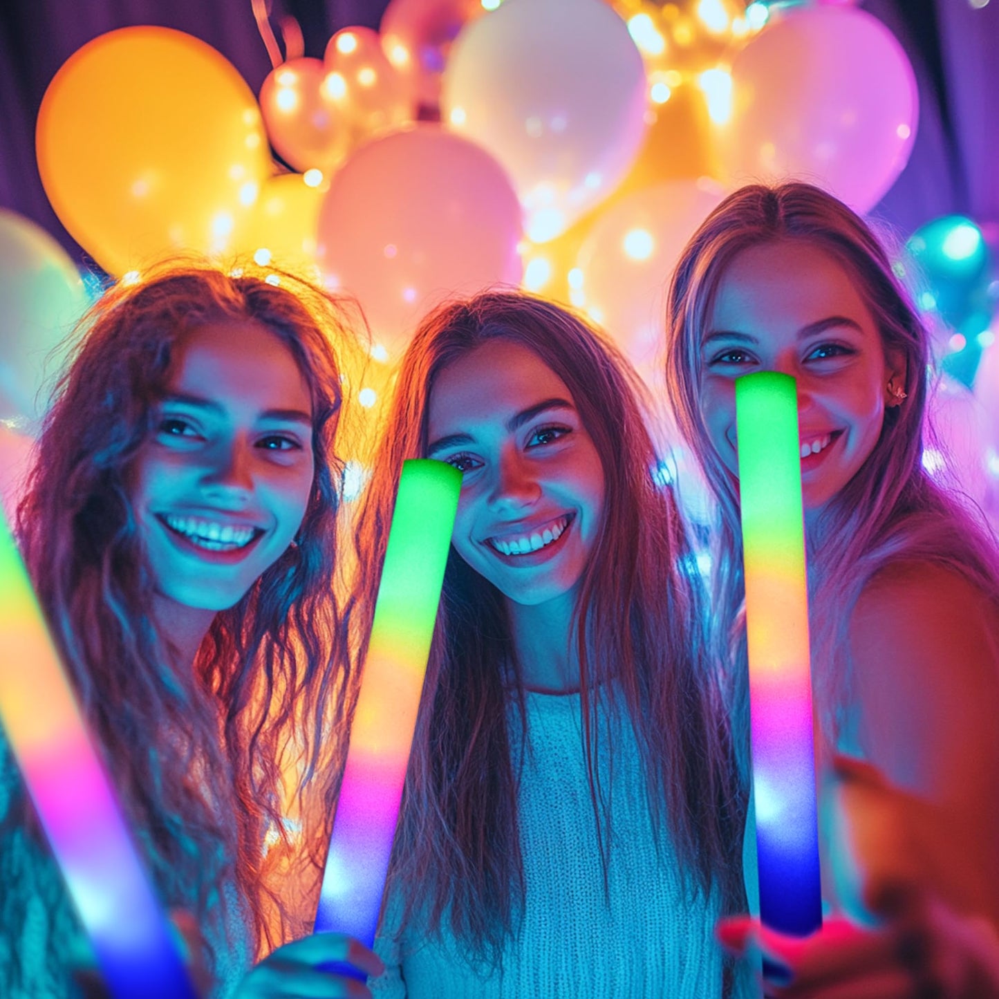 Zaaaslsm 204Pcs Foam Glow Sticks Bulk – 3-Mode LED Light Up Party Favors