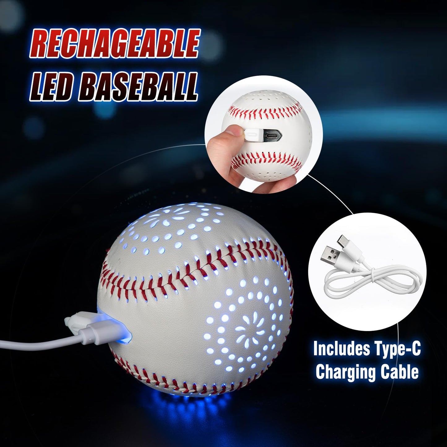 ZACEAC LED Rechargeable Baseball with 9 Lighting Modes – Glow in the Dark Toy for Kids