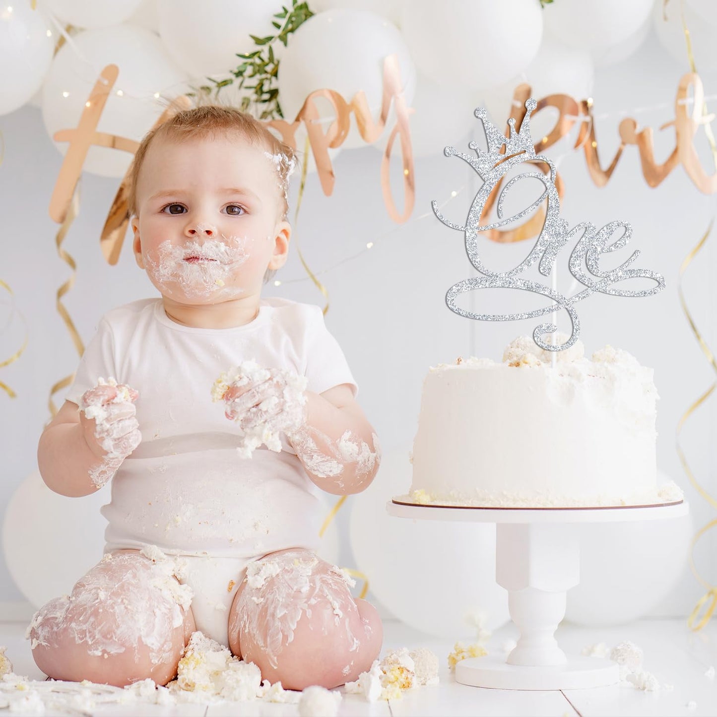 ZACHAKO Sliver Glitter One Cake Topper – Wild One / Princess Birthday