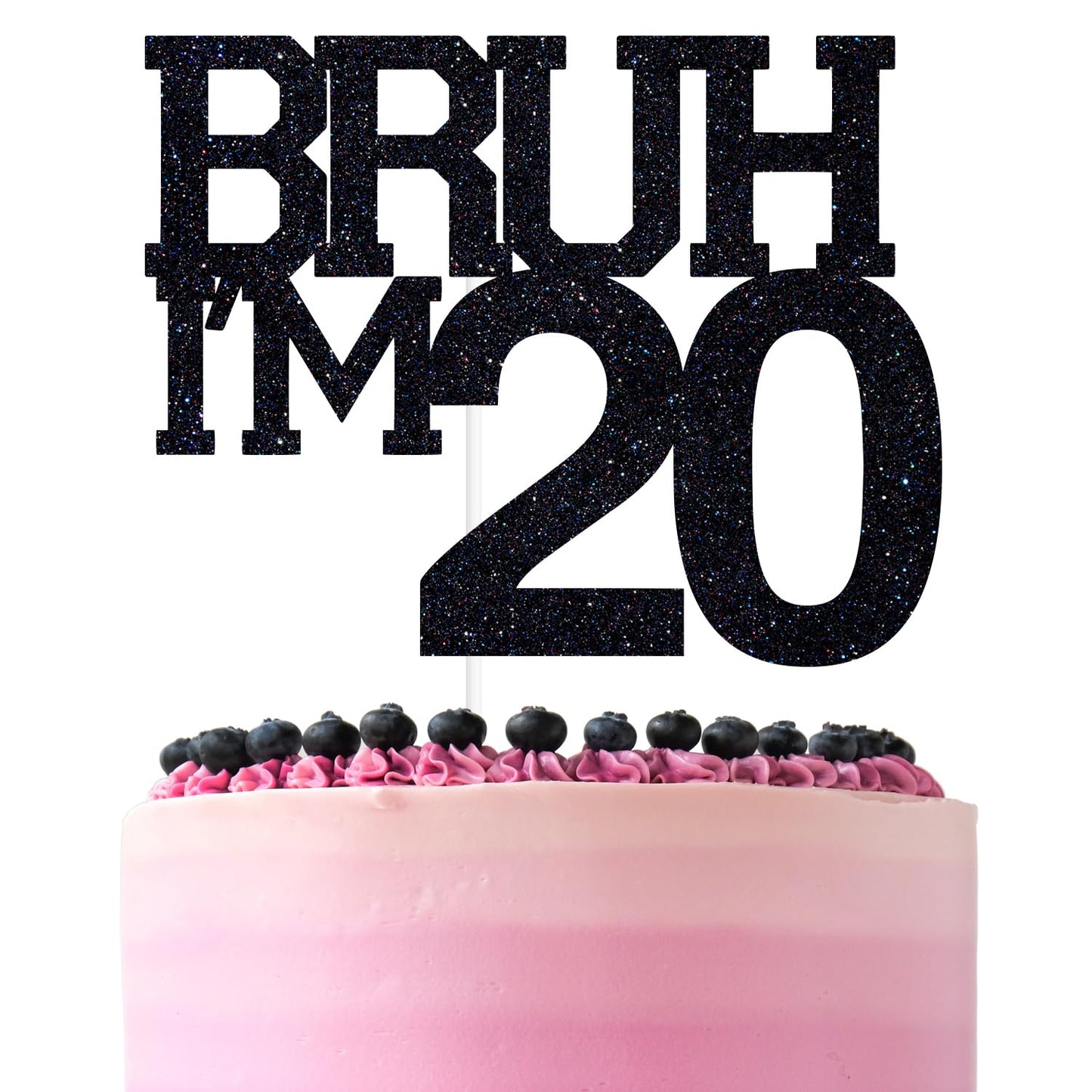 ZACHAKO Black Glitter Bruh I'm 20 Topper - 20th Birthday Decor