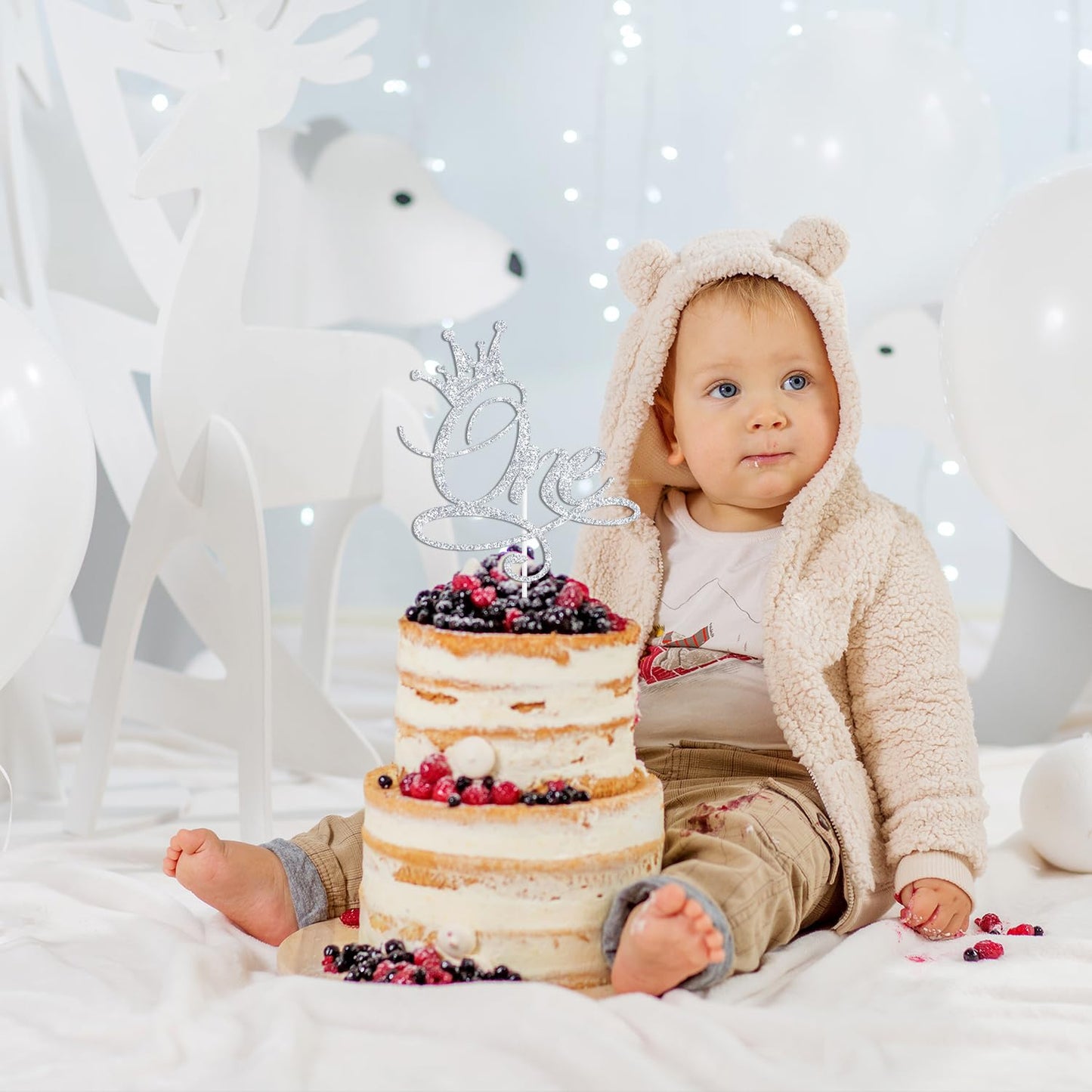 ZACHAKO Sliver Glitter One Cake Topper – Wild One / Princess Birthday