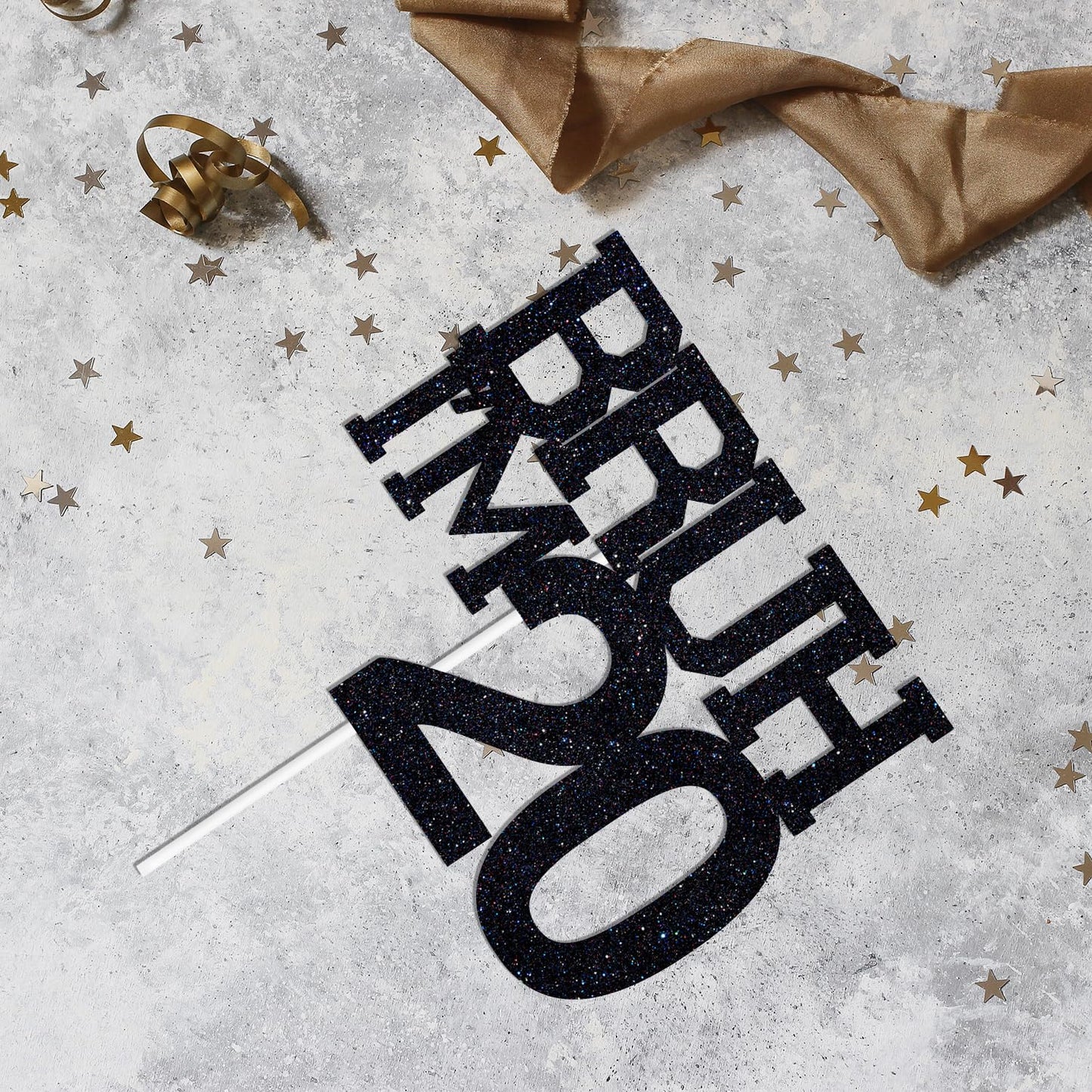 ZACHAKO Black Glitter Bruh I'm 20 Topper - 20th Birthday Decor