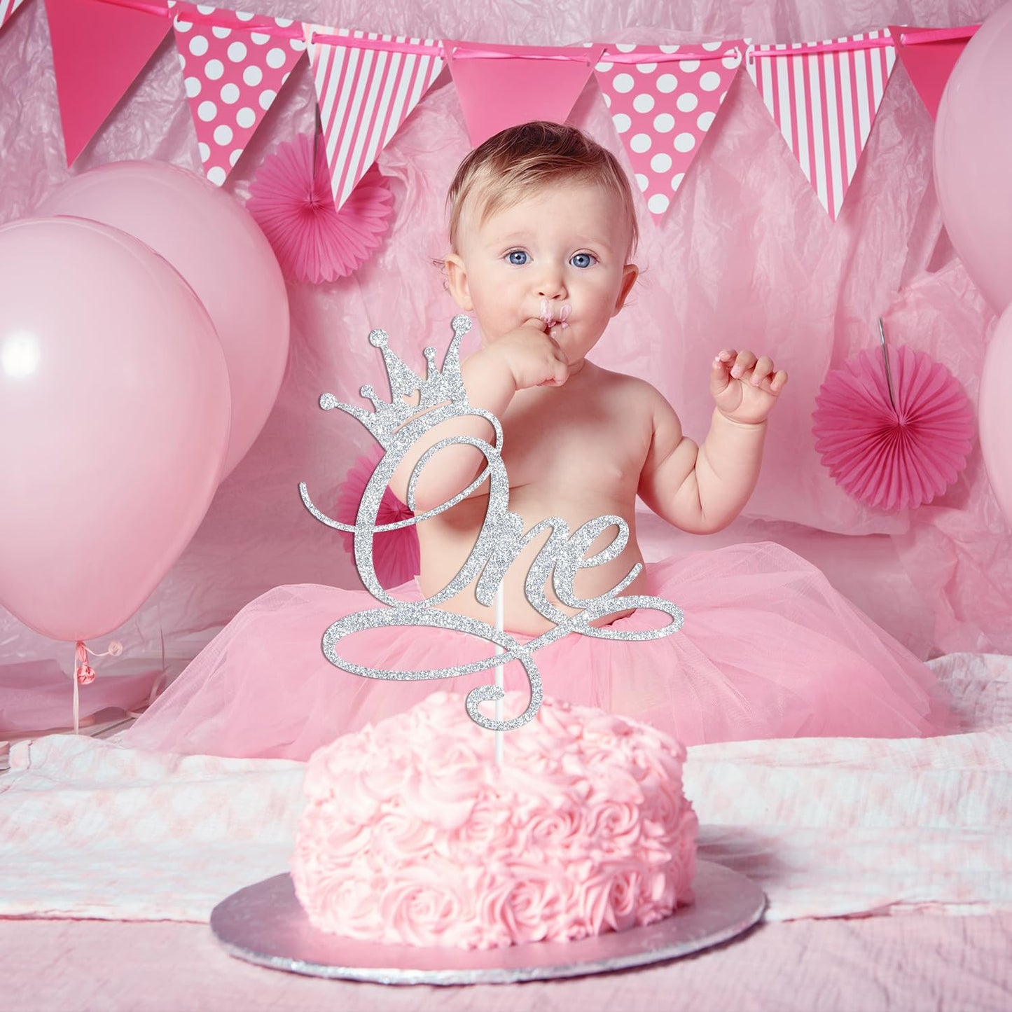 ZACHAKO Sliver Glitter One Cake Topper – Wild One / Princess Birthday