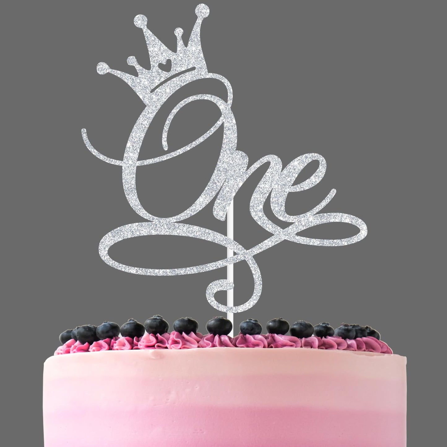 ZACHAKO Sliver Glitter One Cake Topper – Wild One / Princess Birthday
