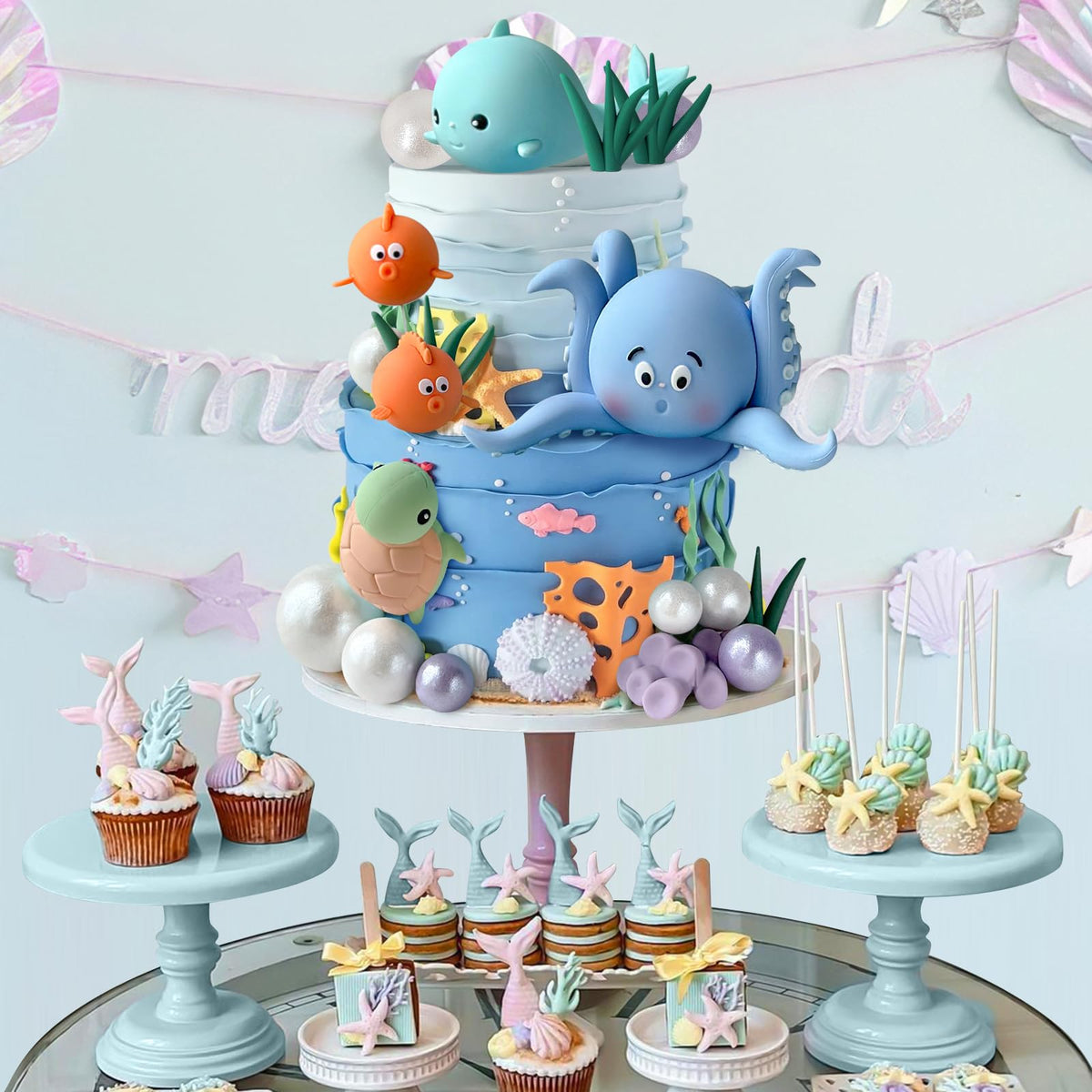 Zafena 17-Piece Under the Sea Cake Decorations – Ocean Animals Topper Set