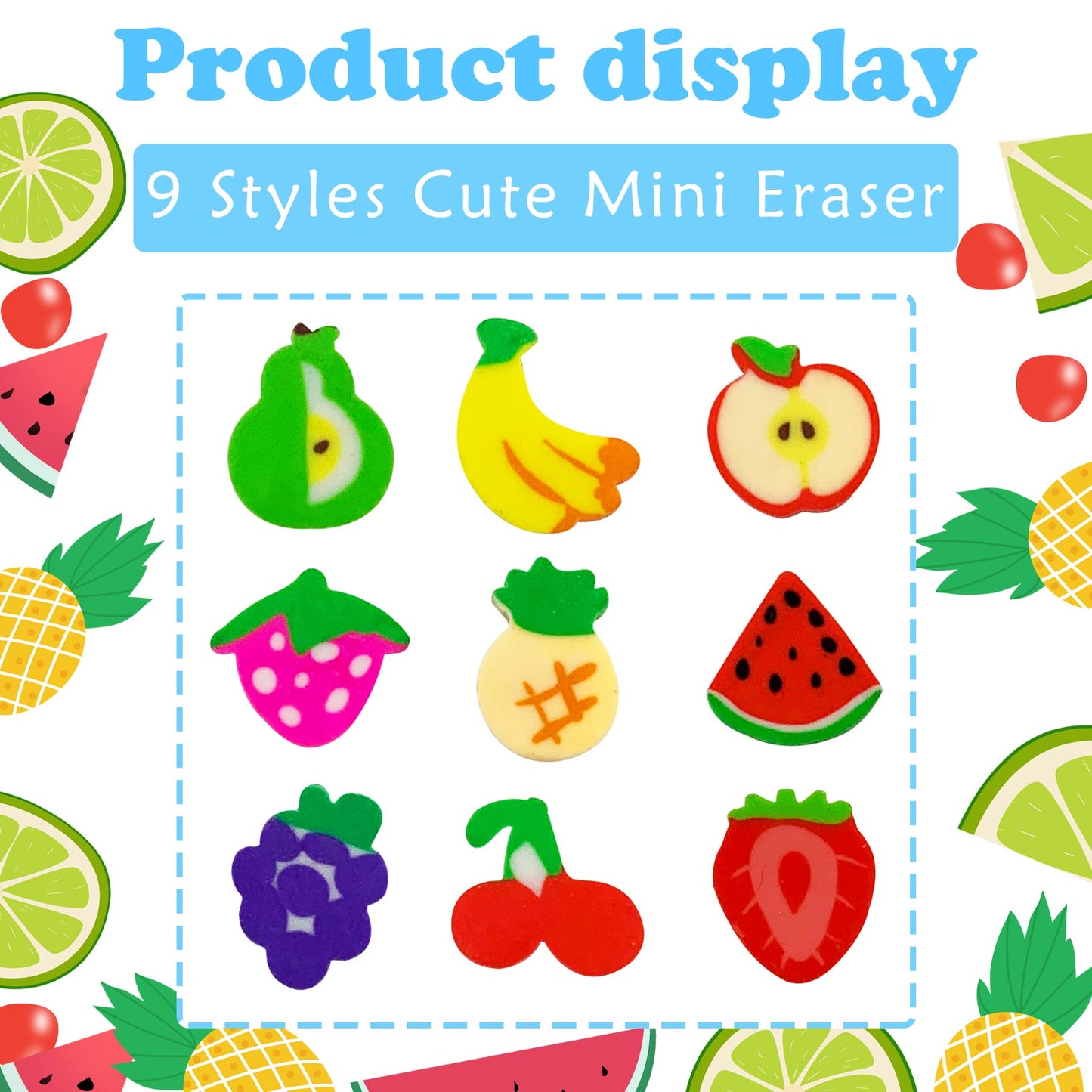 ZAKVOOR 300 Pieces Fruit Mini Erasers – Assorted Novelty Erasers Bulk