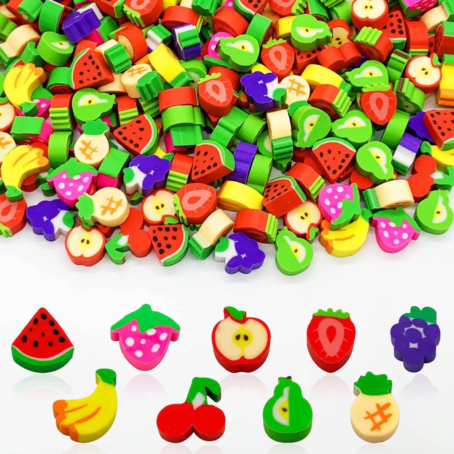 ZAKVOOR 300 Pieces Fruit Mini Erasers – Assorted Novelty Erasers Bulk