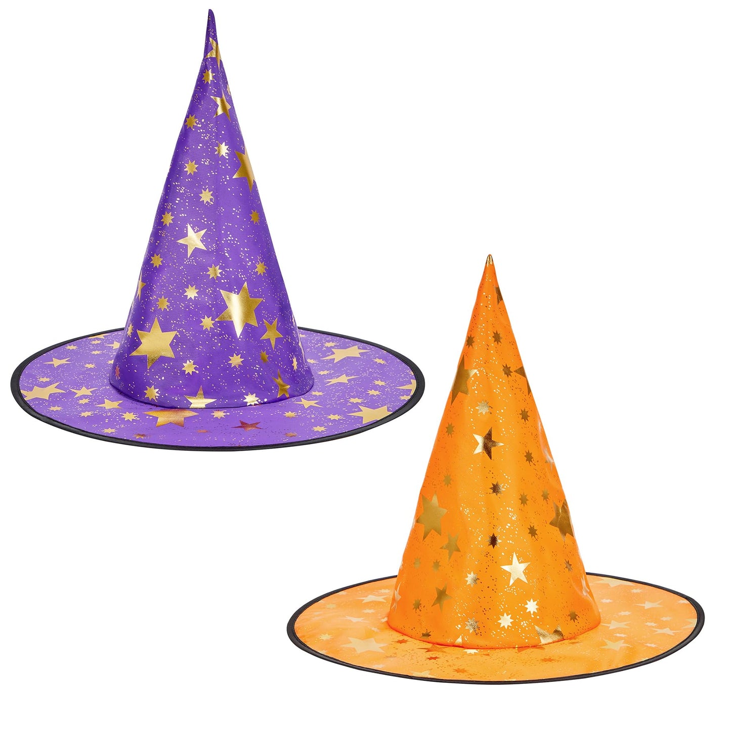 Zando Witch Hat - Purple & Orange Star Motif, One Size for Kids, Teens & Adults | Halloween Cosplay