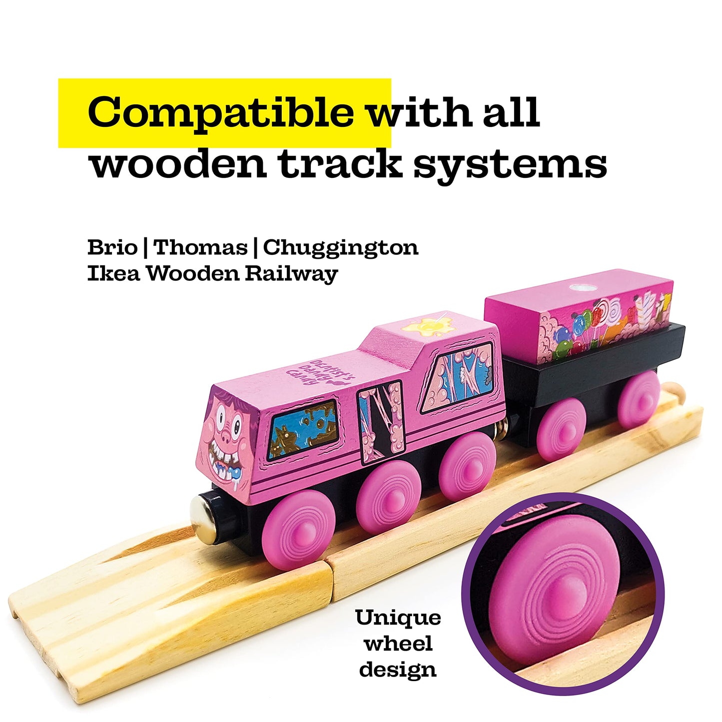 ZANY TRAINS Series 1: Wooden Train Set with Cargo – Sugar Rush Susie – All Wooden Track Compatible