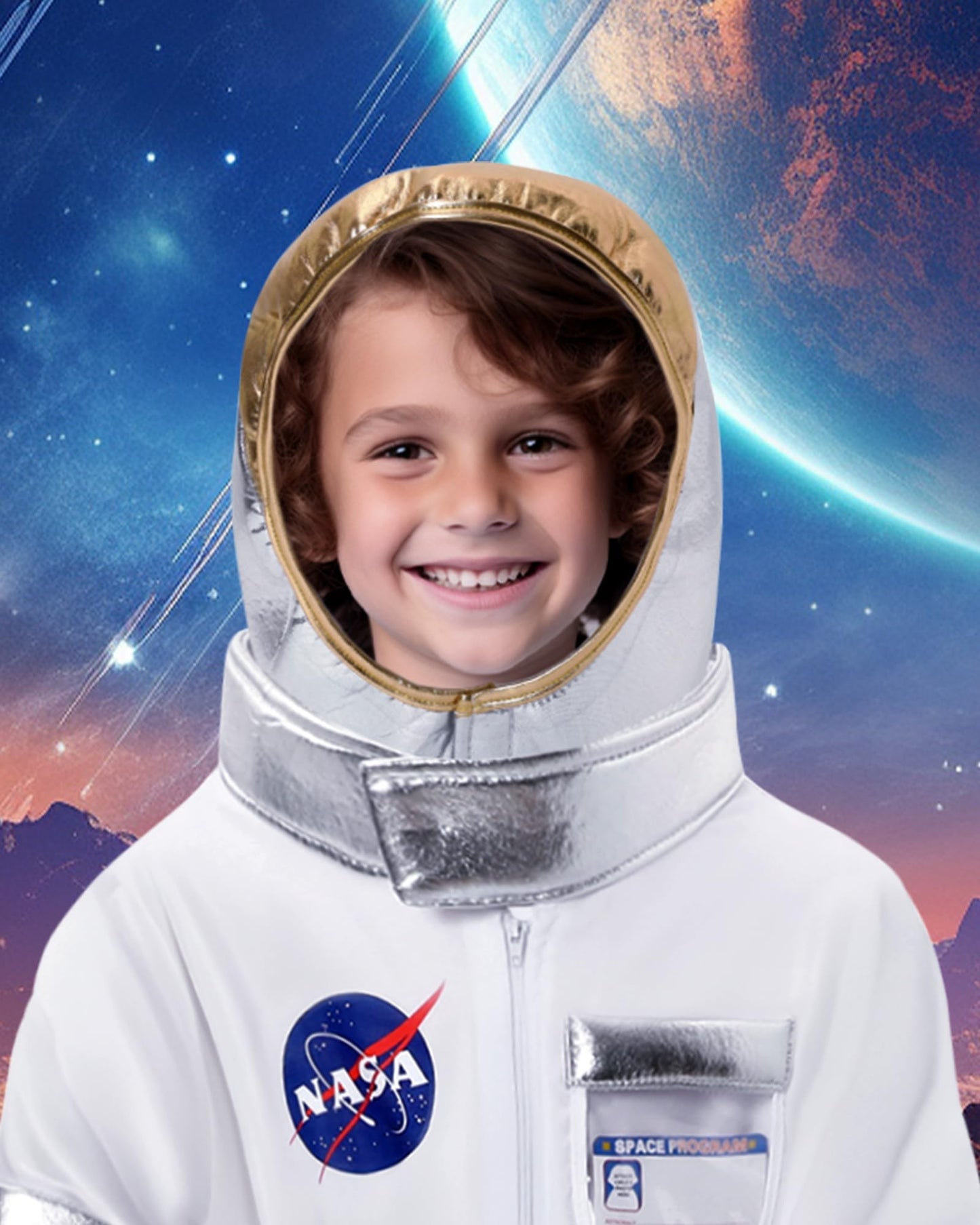 ZapLute Kids Astronaut Costume – Space Jumpsuit, Helmet & Gloves for 7–10 Years | Halloween & Role Play