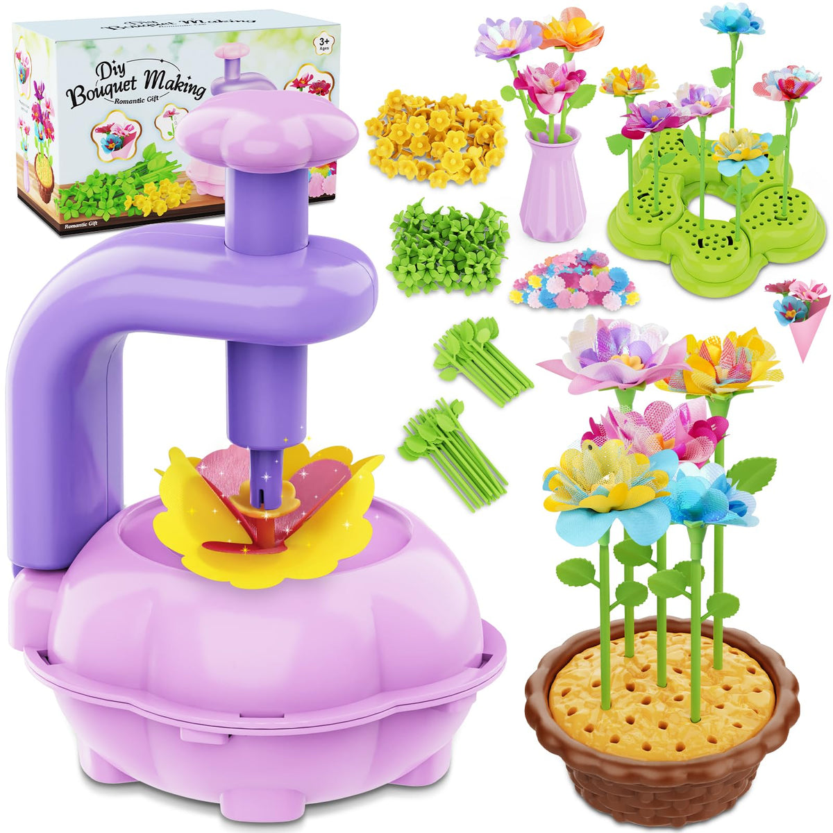 Zappyway Fabric Flower Bouquets Toys – Creative DIY Floral Craft Kit for Girls 4-8