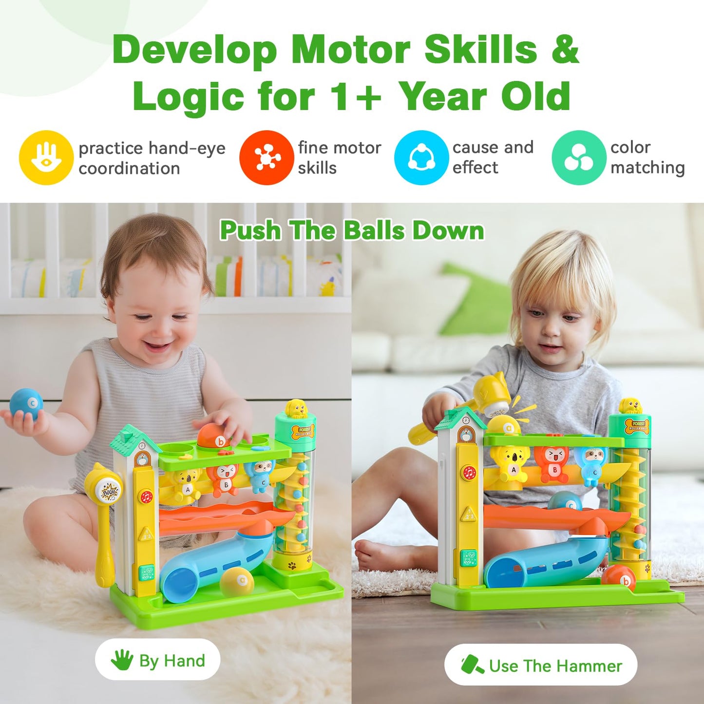 Zardali Musical Pound & Ball Toy for 1 Year Olds – Color Match, Animals, Numbers 1-10, 10 Songs