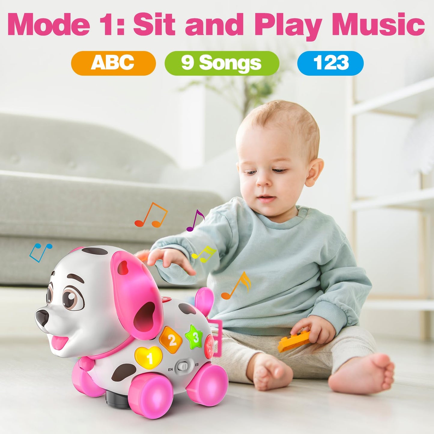 Zardali Musical Baby Toy for 6-12 Months – Bilingual Puppy with ABCs, 123s, and Music