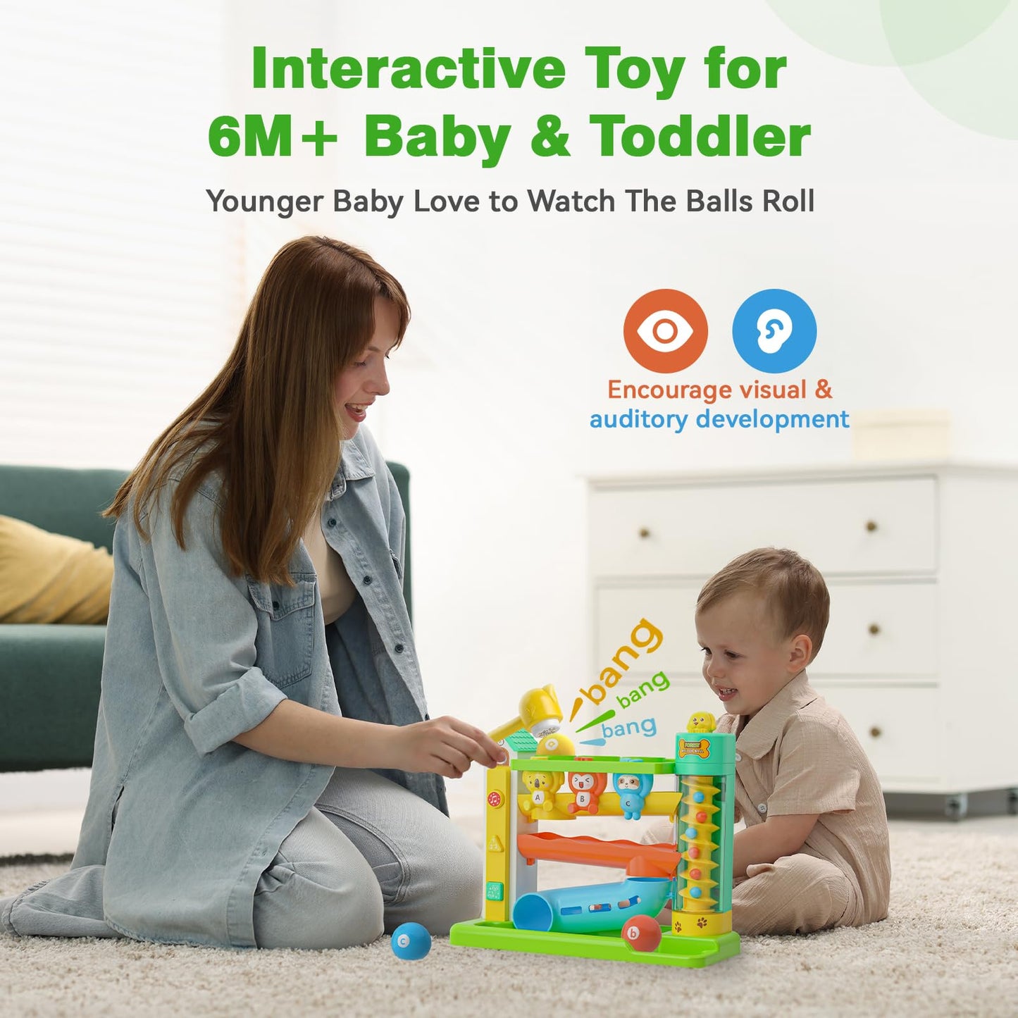 Zardali Musical Pound & Ball Toy for 1 Year Olds – Color Match, Animals, Numbers 1-10, 10 Songs