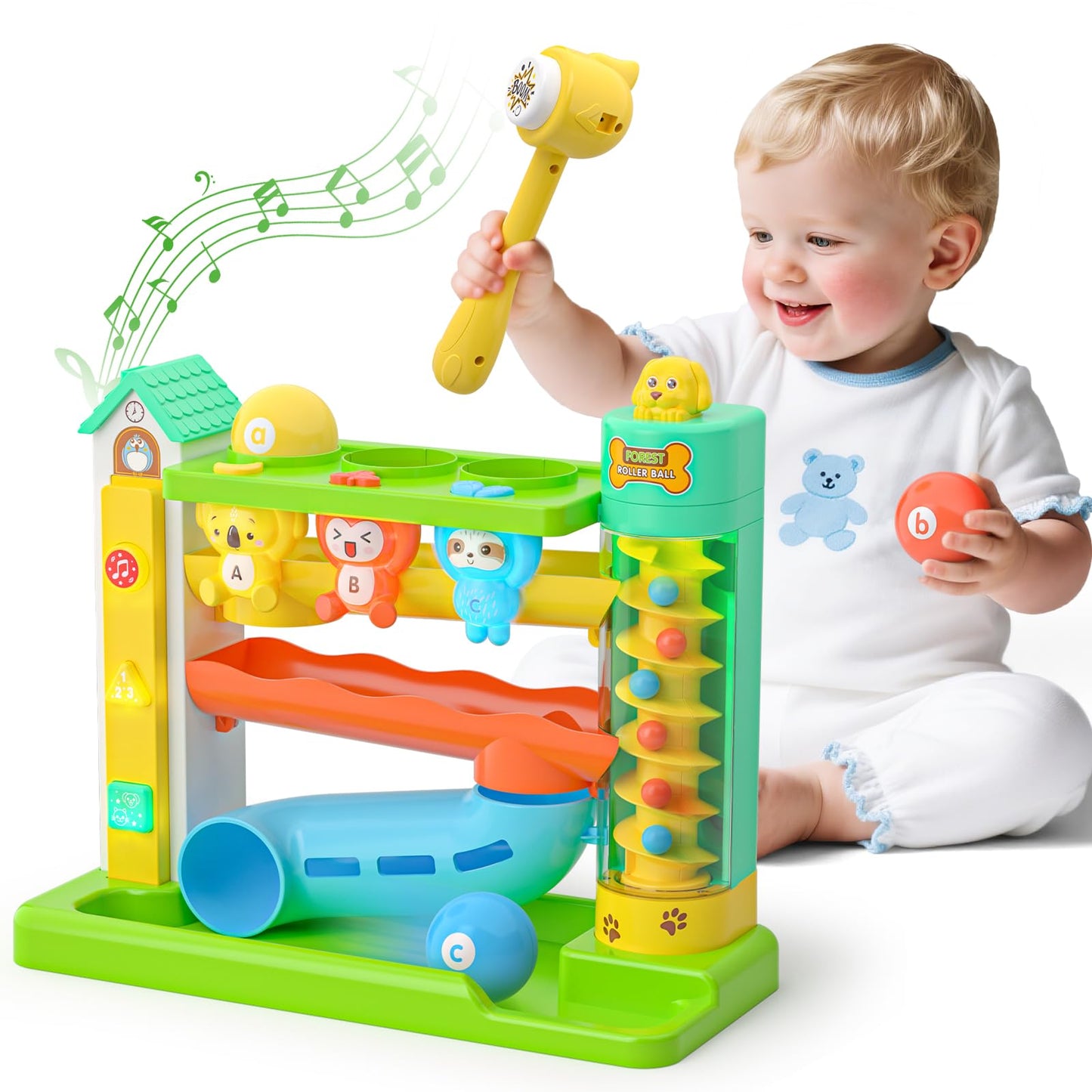 Zardali Musical Pound & Ball Toy for 1 Year Olds – Color Match, Animals, Numbers 1-10, 10 Songs