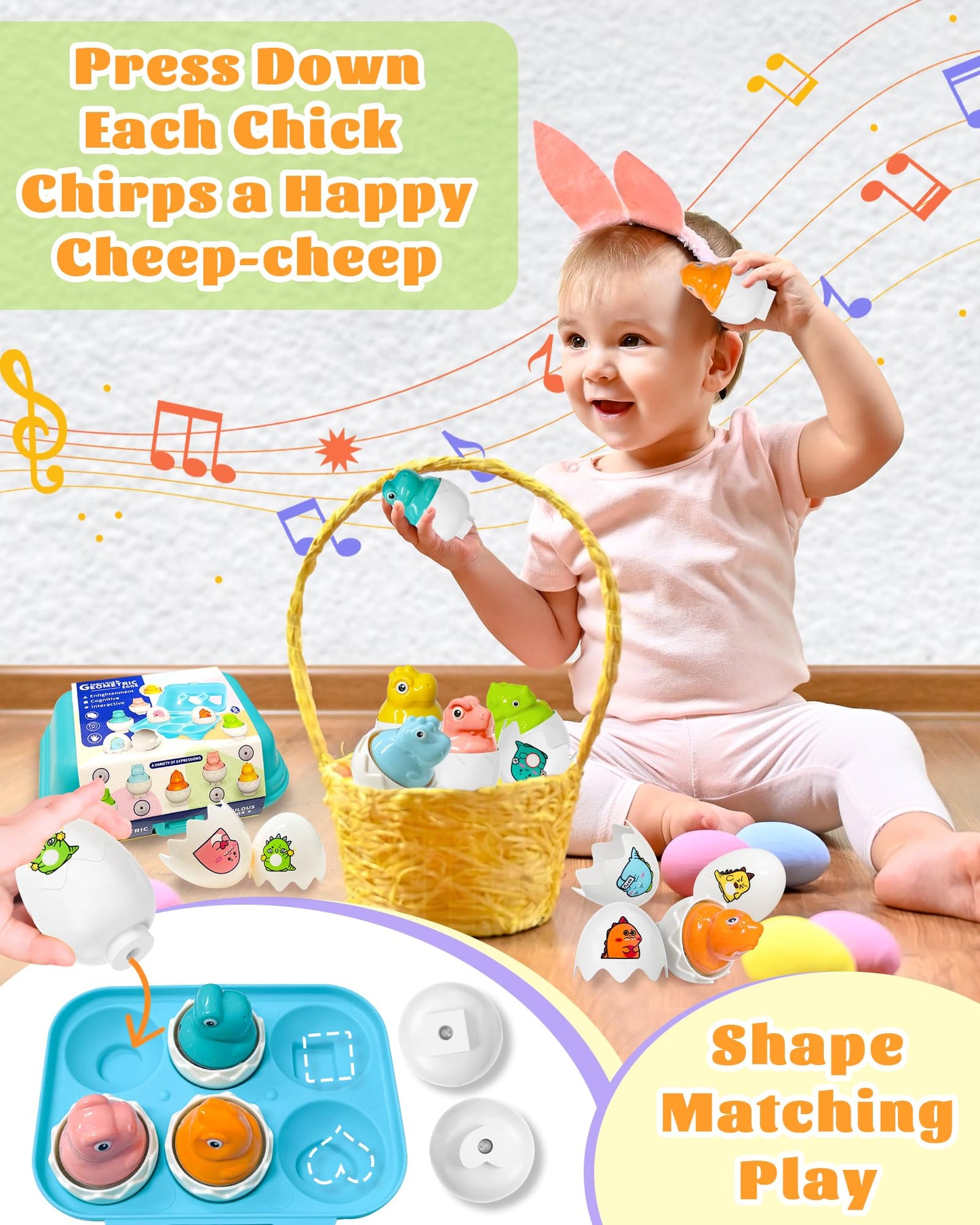 Zartores Easter Egg Toys for Toddlers 1-3 – Colorful Sensory Eggs & Matching Set