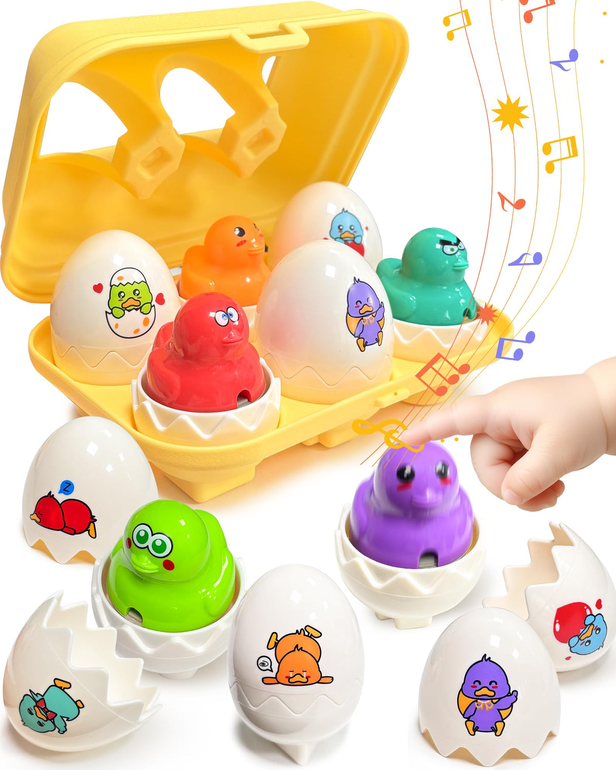 Zartores Easter Basket Stuffers for Toddlers 1-3 — Sensory Egg Toys with Matching Play