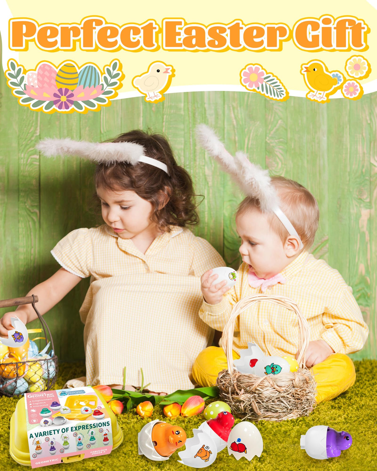 Zartores Easter Basket Stuffers for Toddlers 1-3 — Sensory Egg Toys with Matching Play