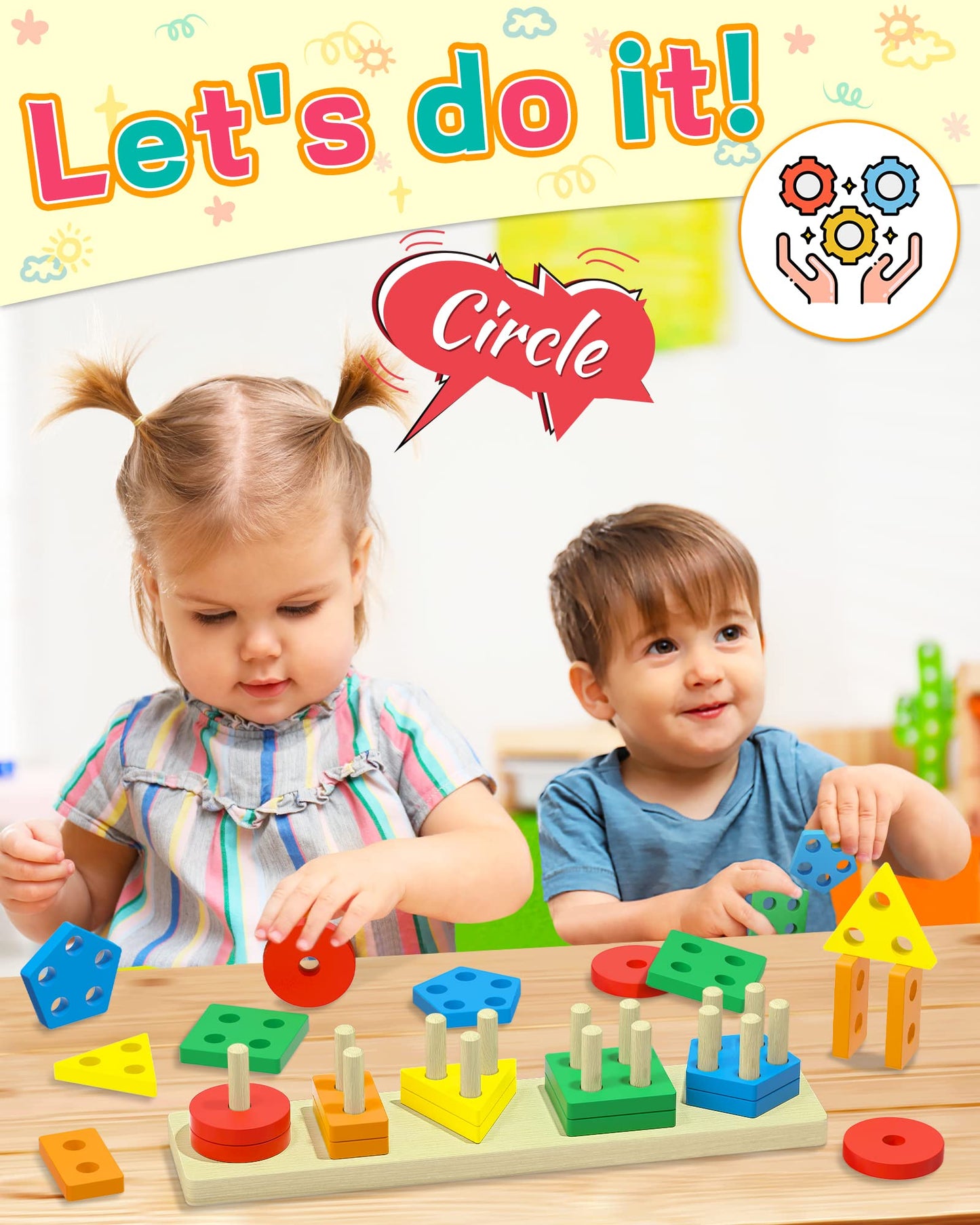 Zartores Montessori Shape Sorter for Toddlers 1-3 | Wooden Learning Puzzle