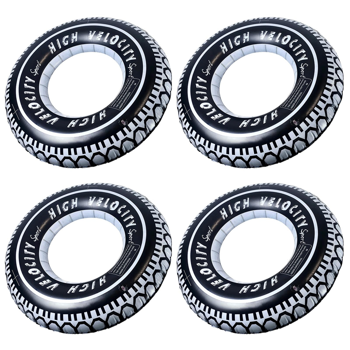 Zaruatu 4 Pack Inflatable Tire Pool Floats – 24-Inch Giant Tire Tubes for Adults