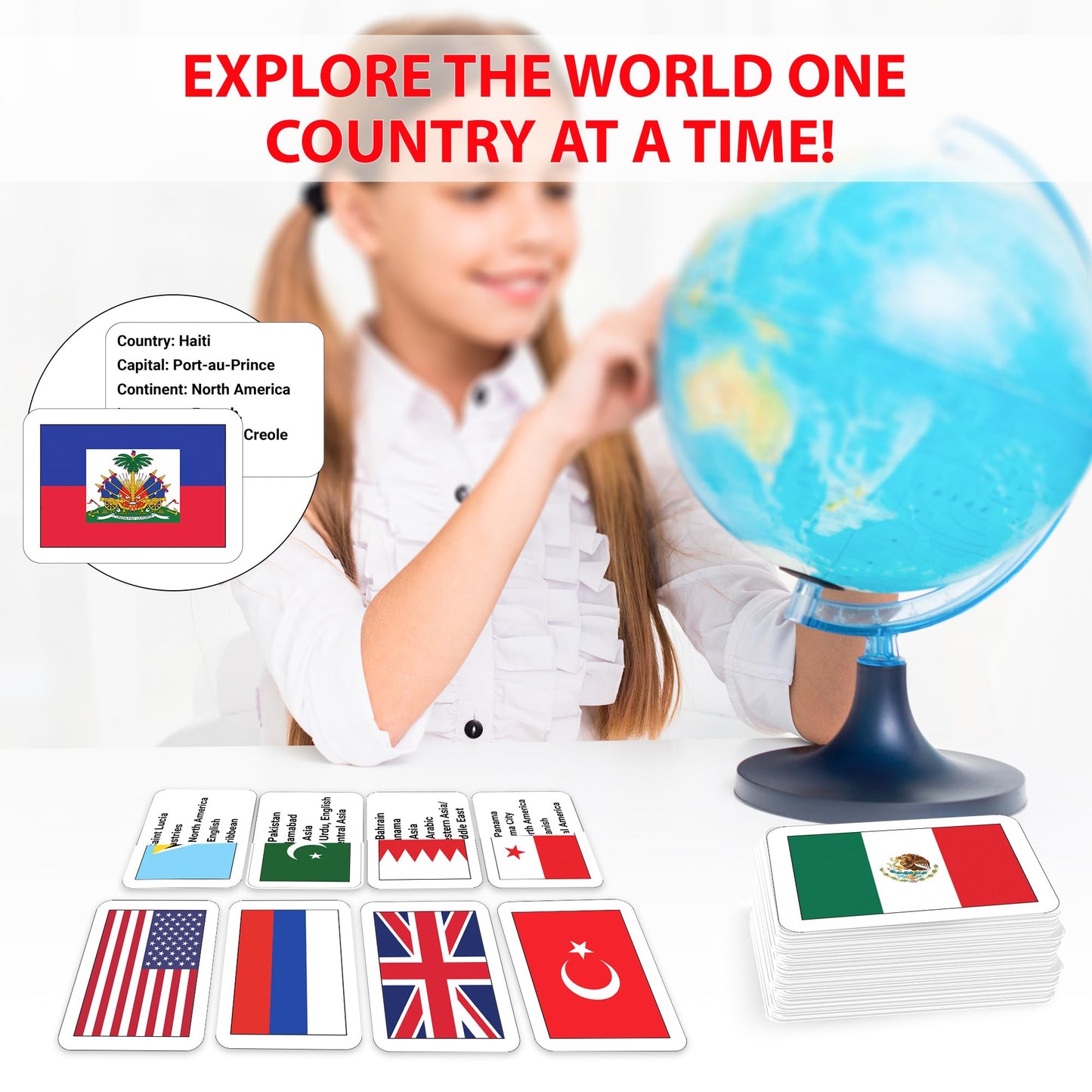 Zastic! World Flags Flashcards – 245 Countries, Capitals, Languages & Continents | Gloss Laminated