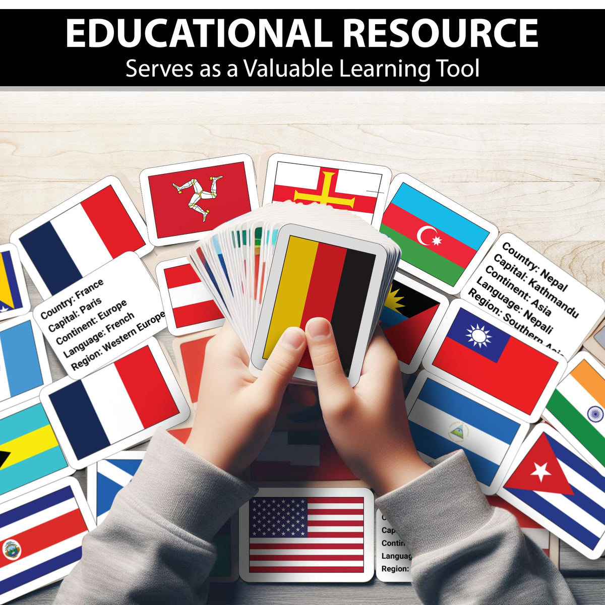 Zastic! World Flags Flashcards – 245 Countries, Capitals, Languages & Continents | Gloss Laminated